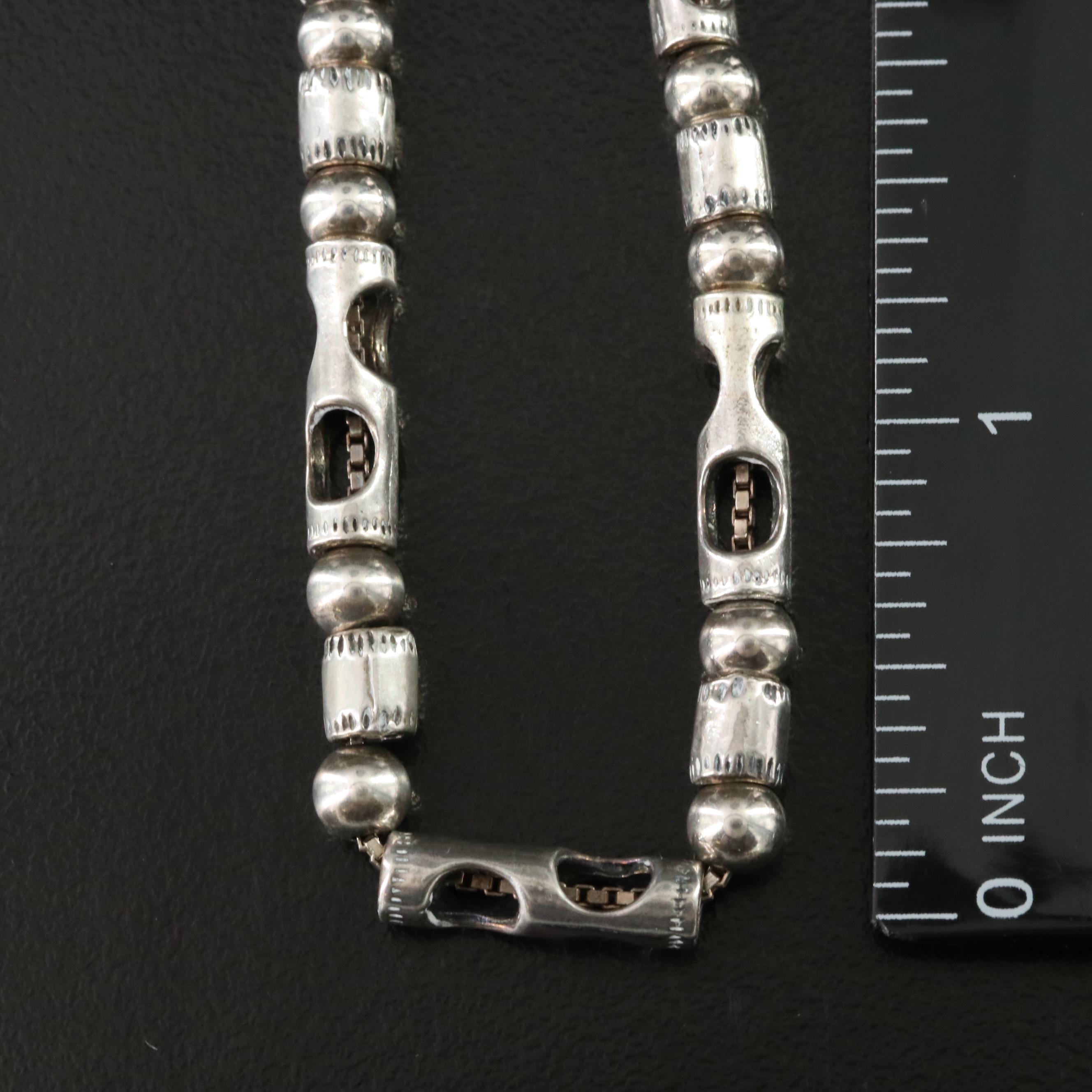 Sterling Beaded Necklace with Cut-Out Details