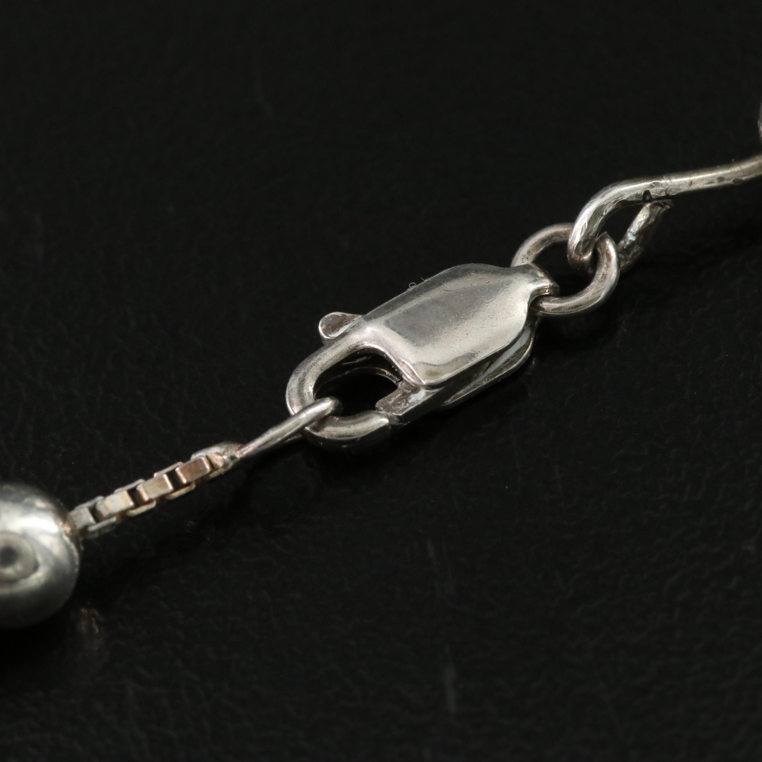 Sterling Beaded Necklace with Cut-Out Details