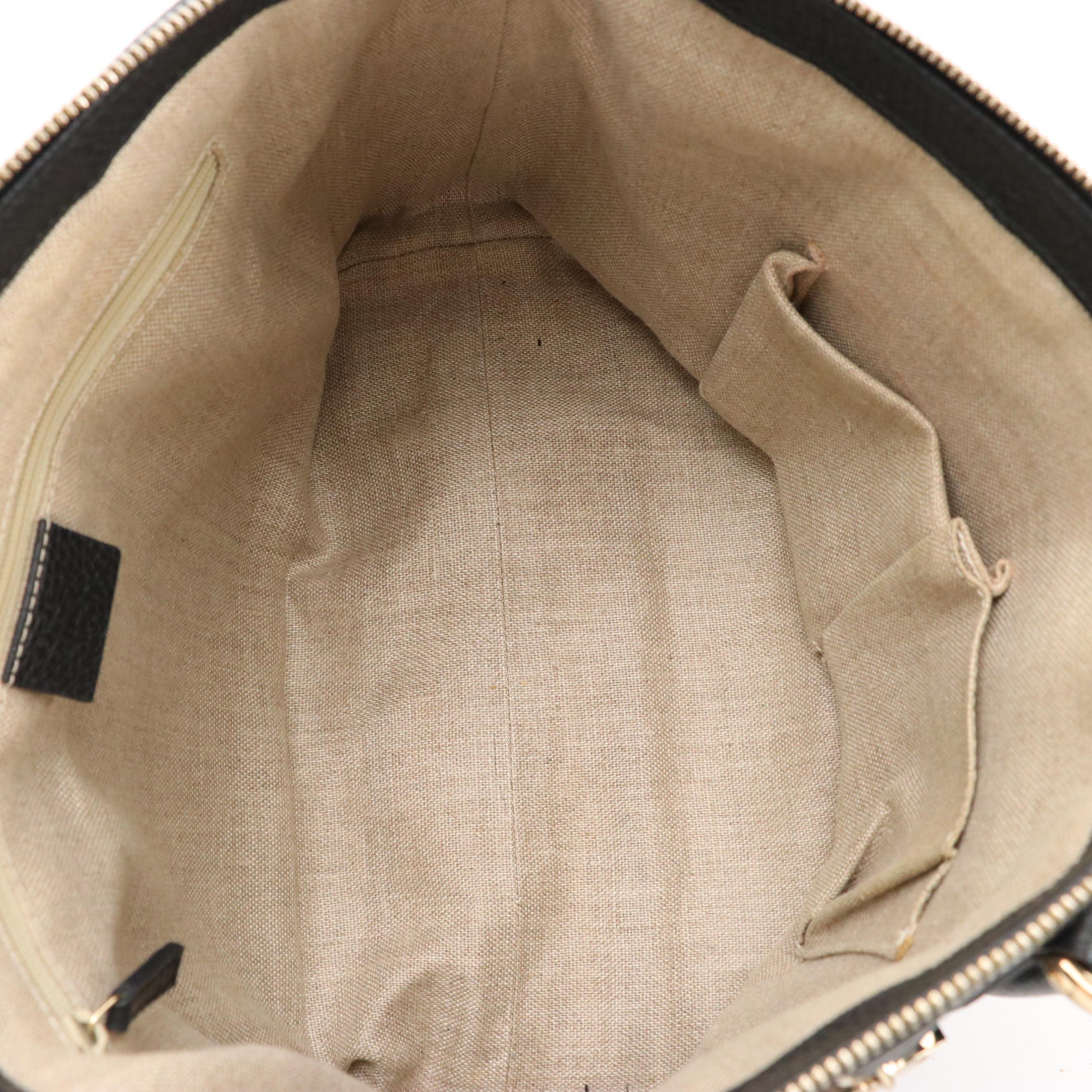 Gucci Calfskin Leather Interlocking GG Charm Zip Top Shopper Tote