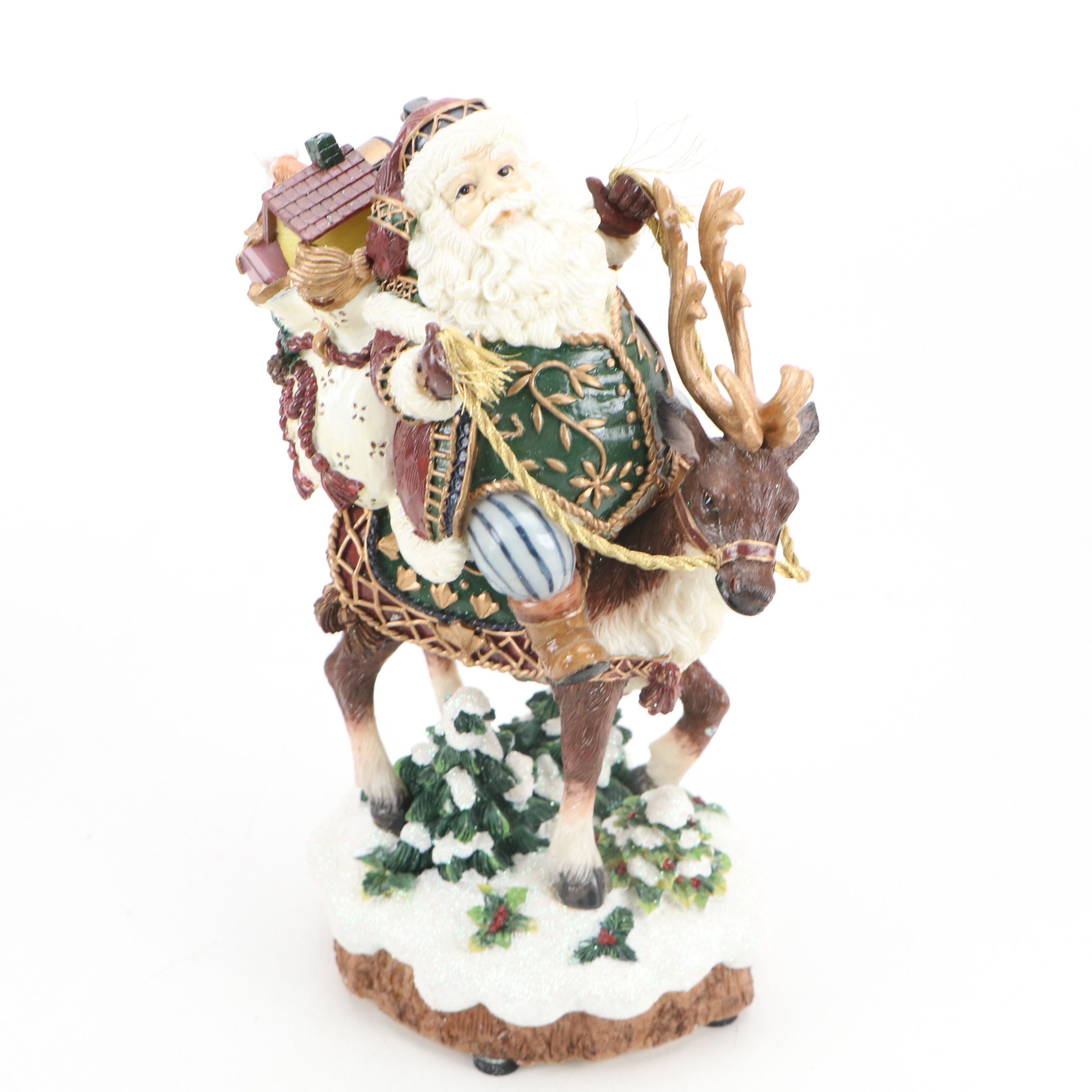 Fitz & Floyd "Jolly Ole St. Nick" Resin and Ceramic Musical Figurines