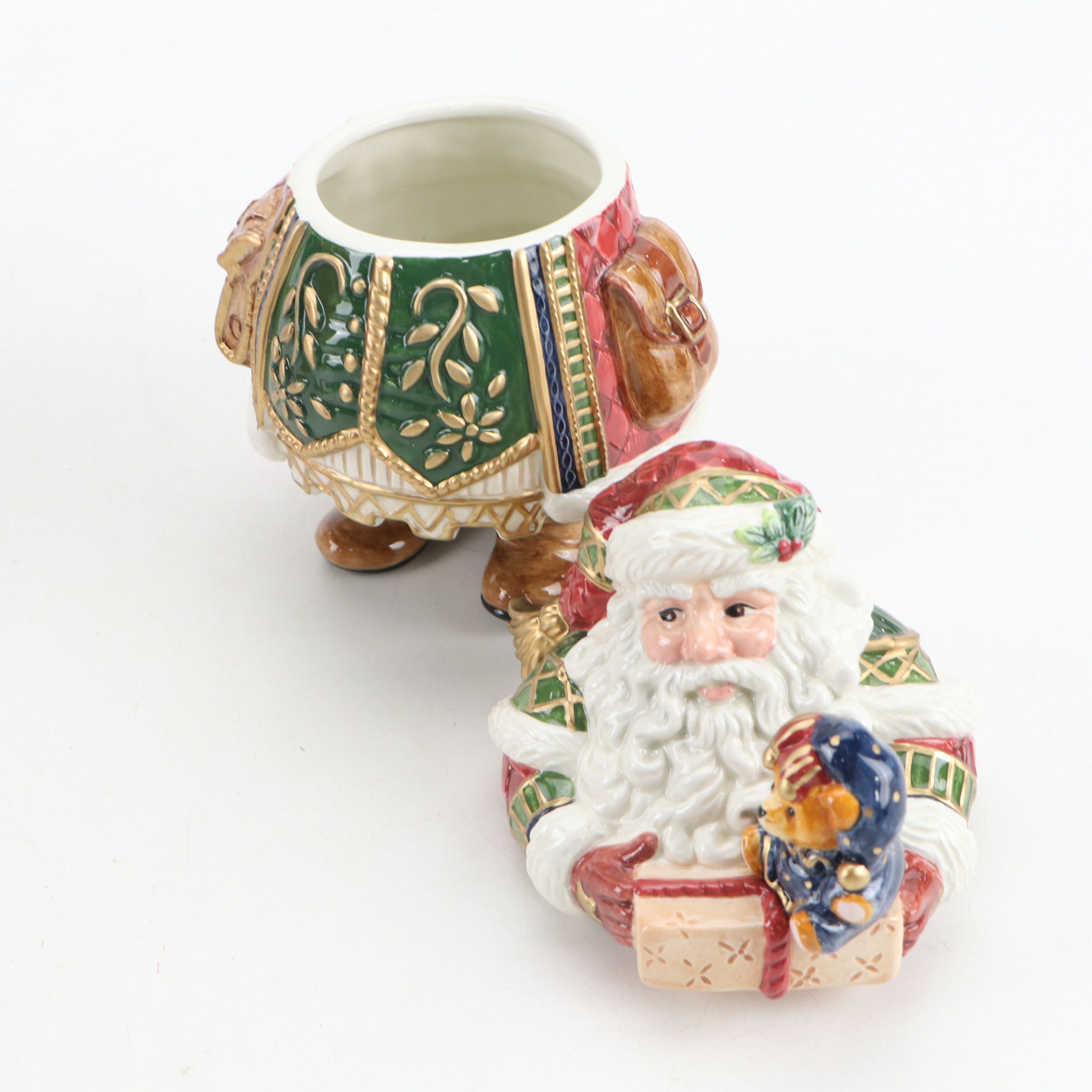 Fitz & Floyd "Jolly Ole St. Nick" Resin and Ceramic Musical Figurines