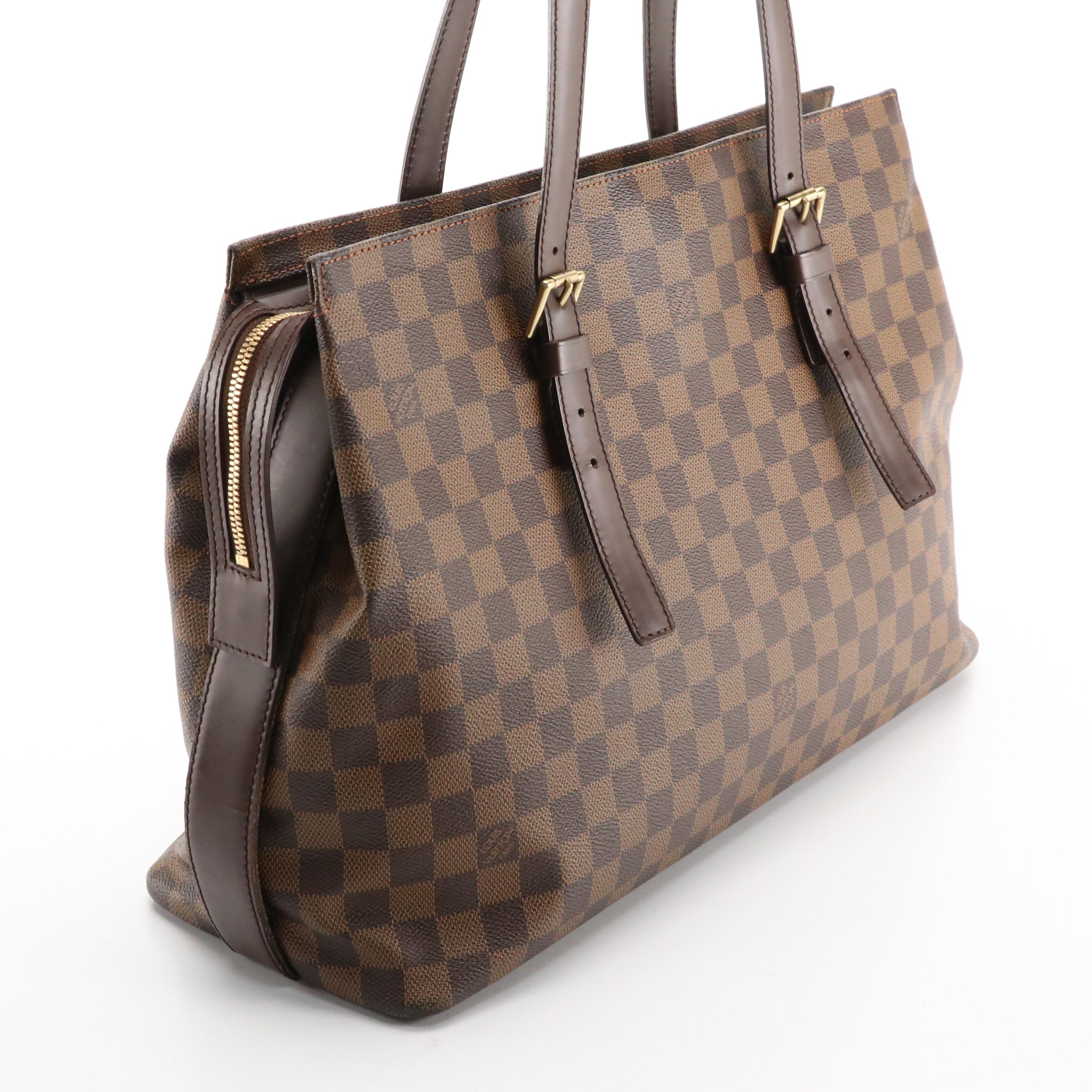 Louis Vuitton Chelsea Tote in Damier Ebene Canvas and Brown Leather