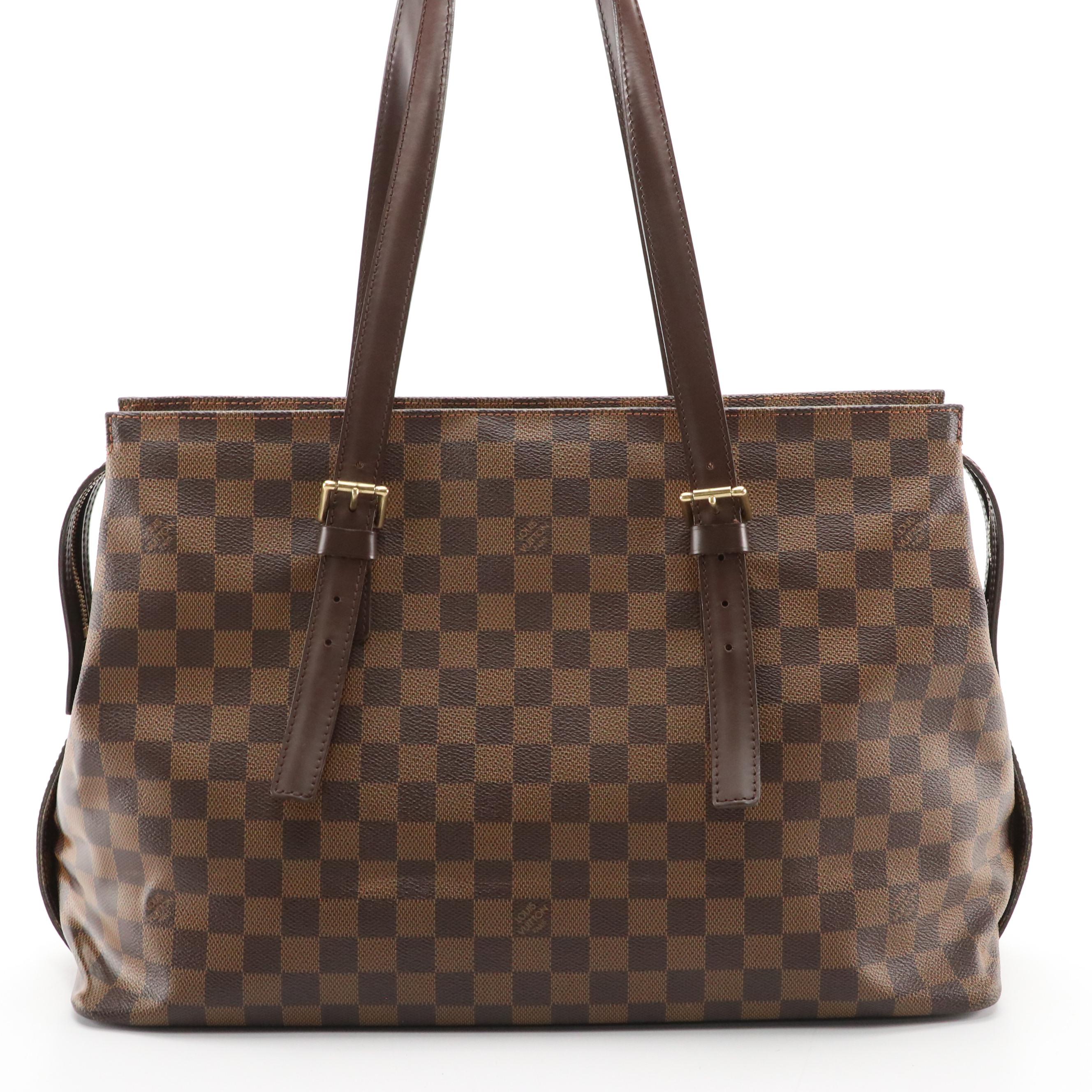 Louis Vuitton Chelsea Tote in Damier Ebene Canvas and Brown Leather