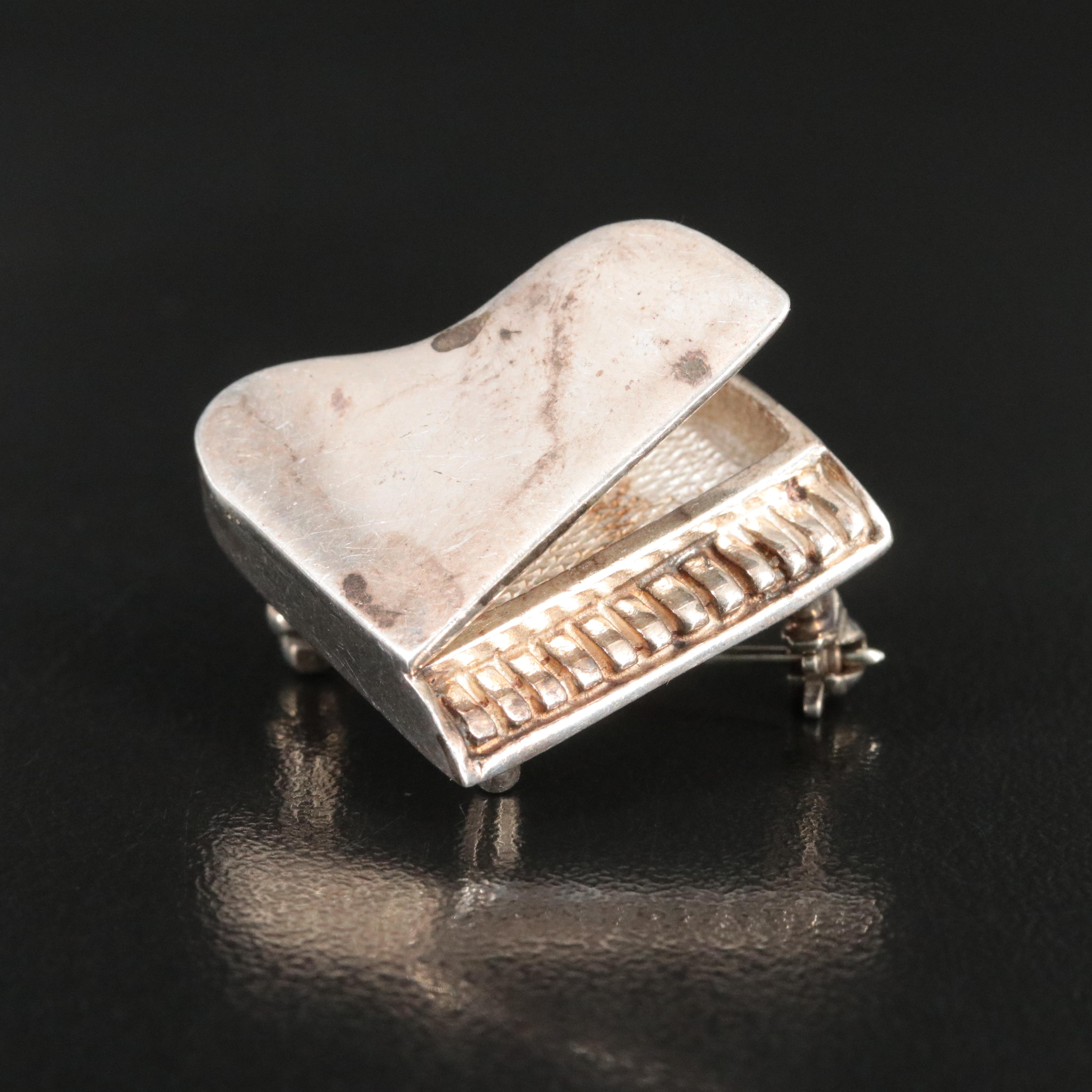 Mexican Sterling Piano Brooch