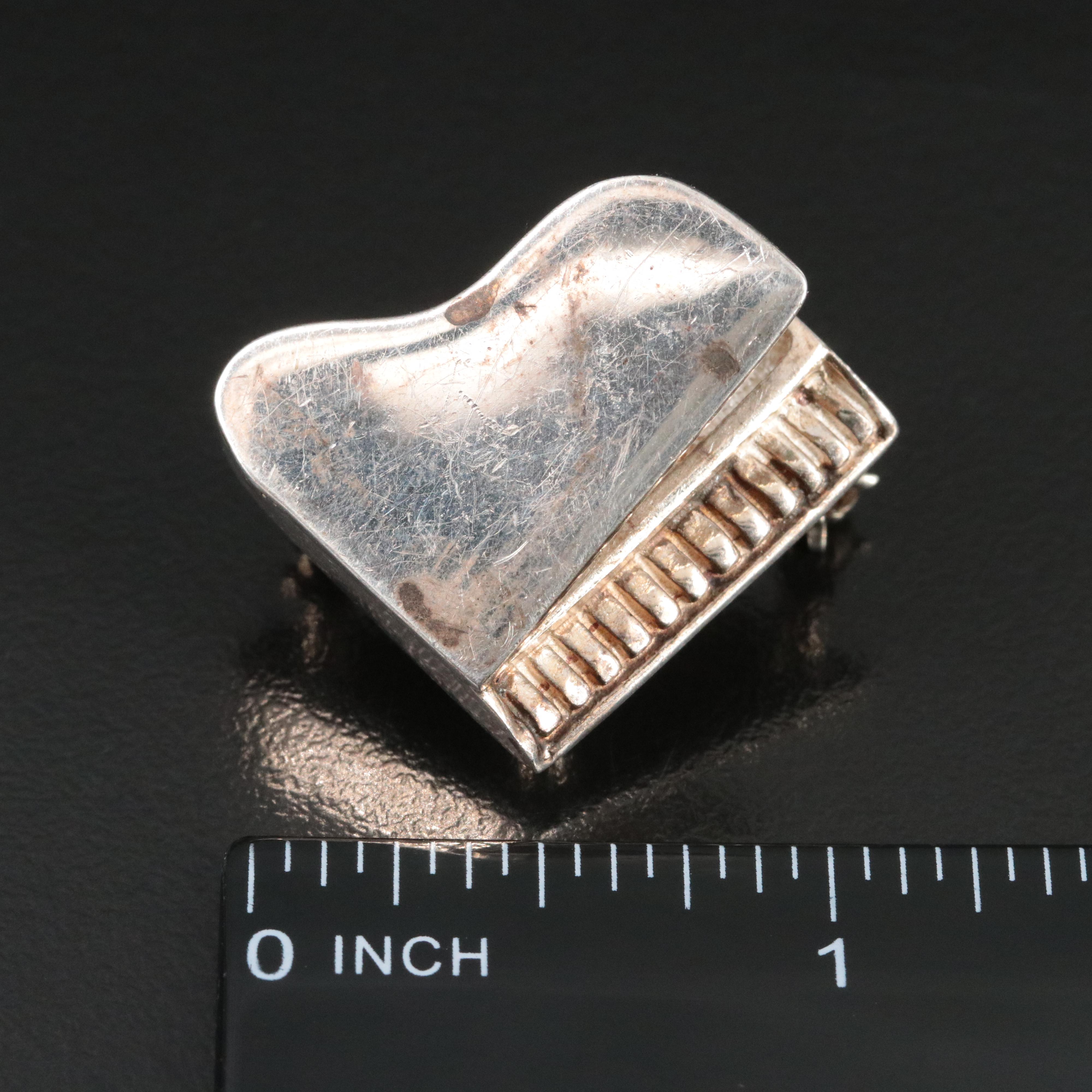 Mexican Sterling Piano Brooch