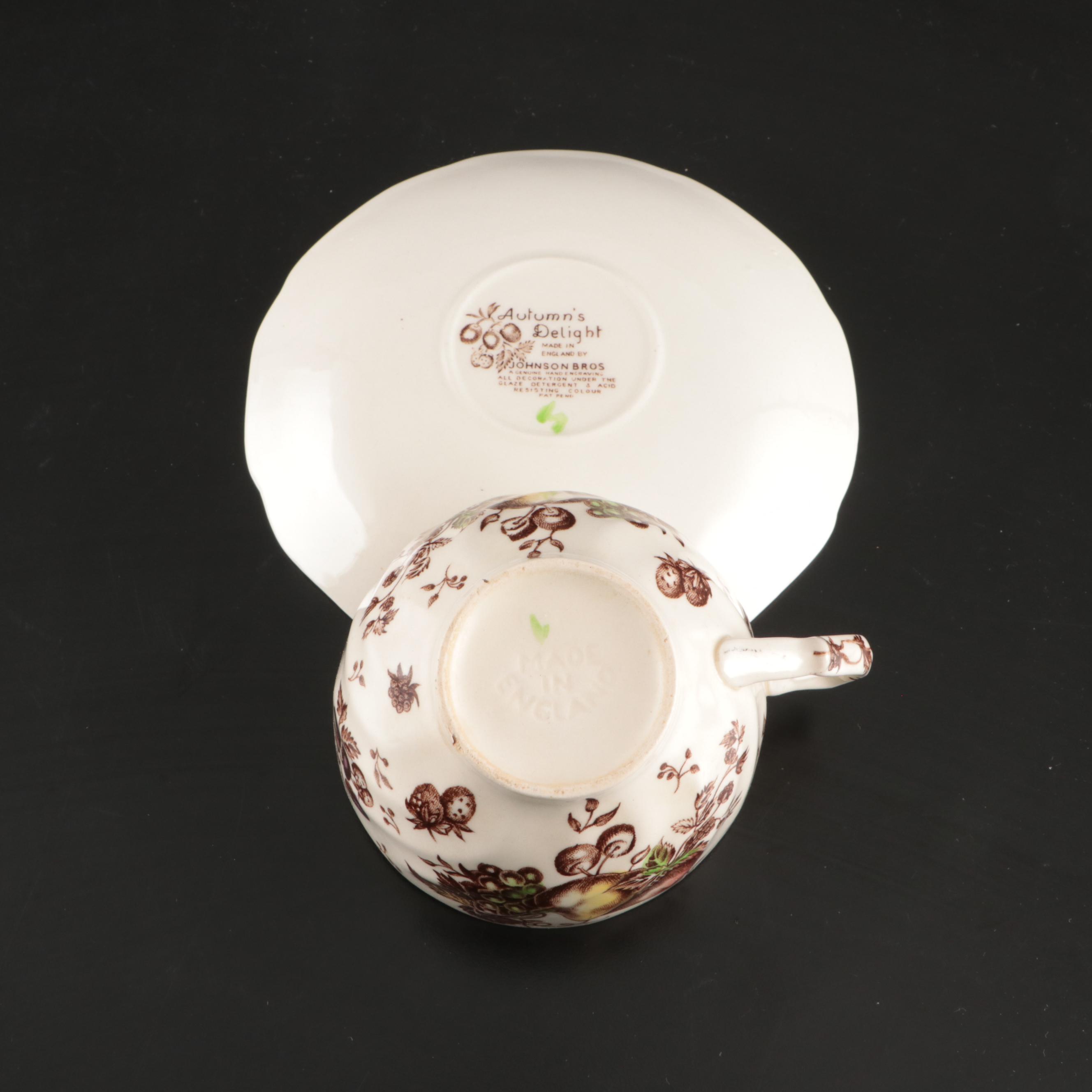 Johnson Bros. "Autumn's Delight" Porcelain Tableware, Late 20th Century