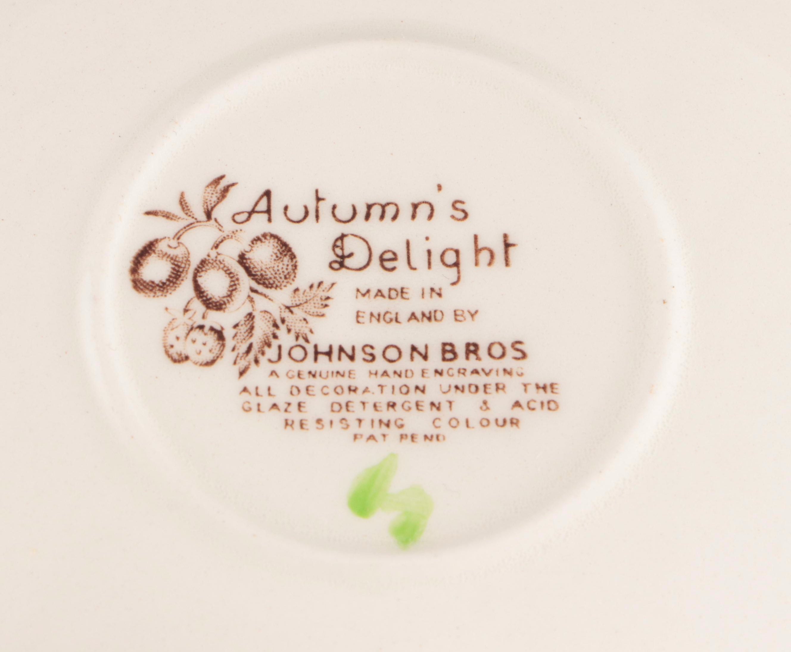 Johnson Bros. "Autumn's Delight" Porcelain Tableware, Late 20th Century