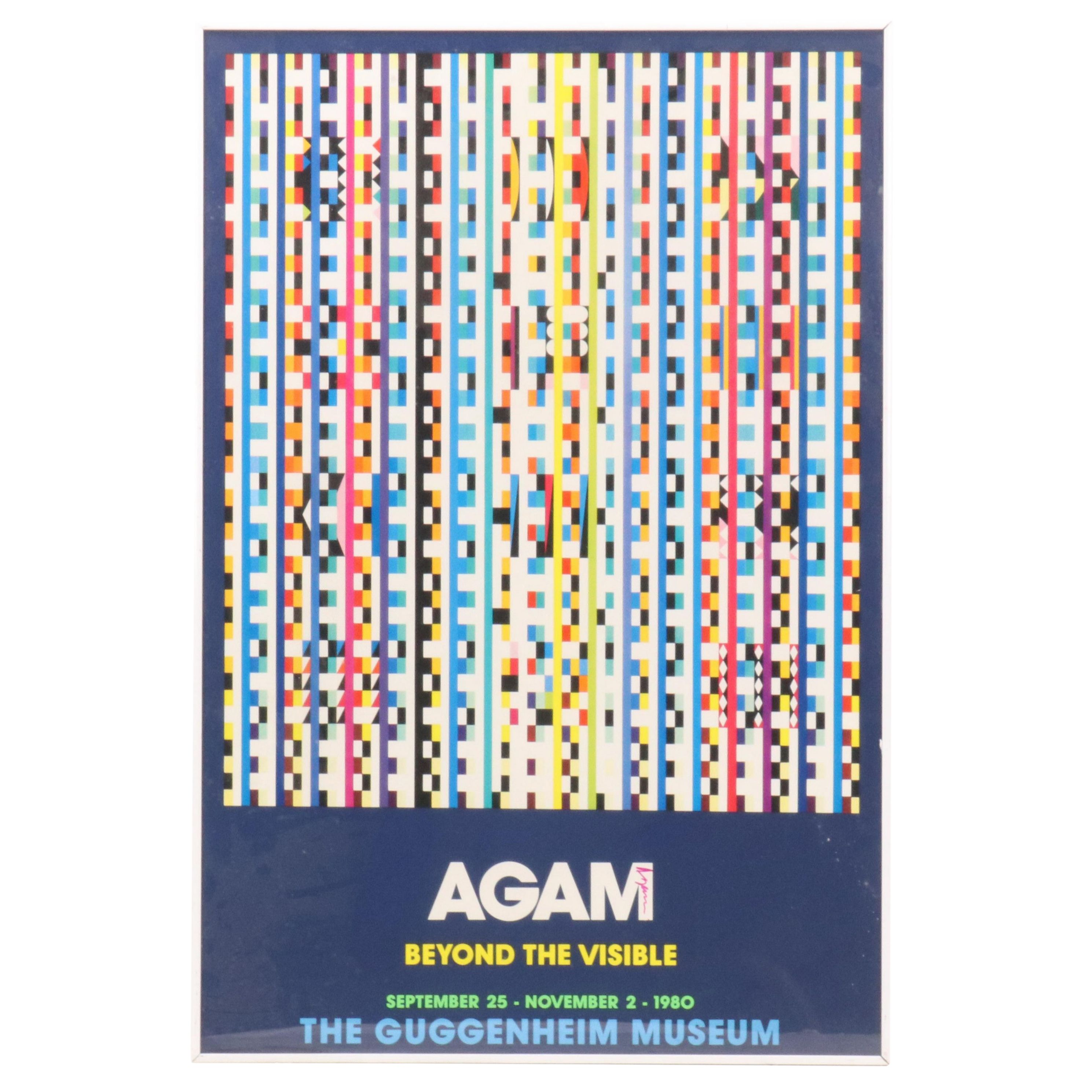 Yaacov Agam Signed Guggenheim Museum Exhibition Poster, 1980