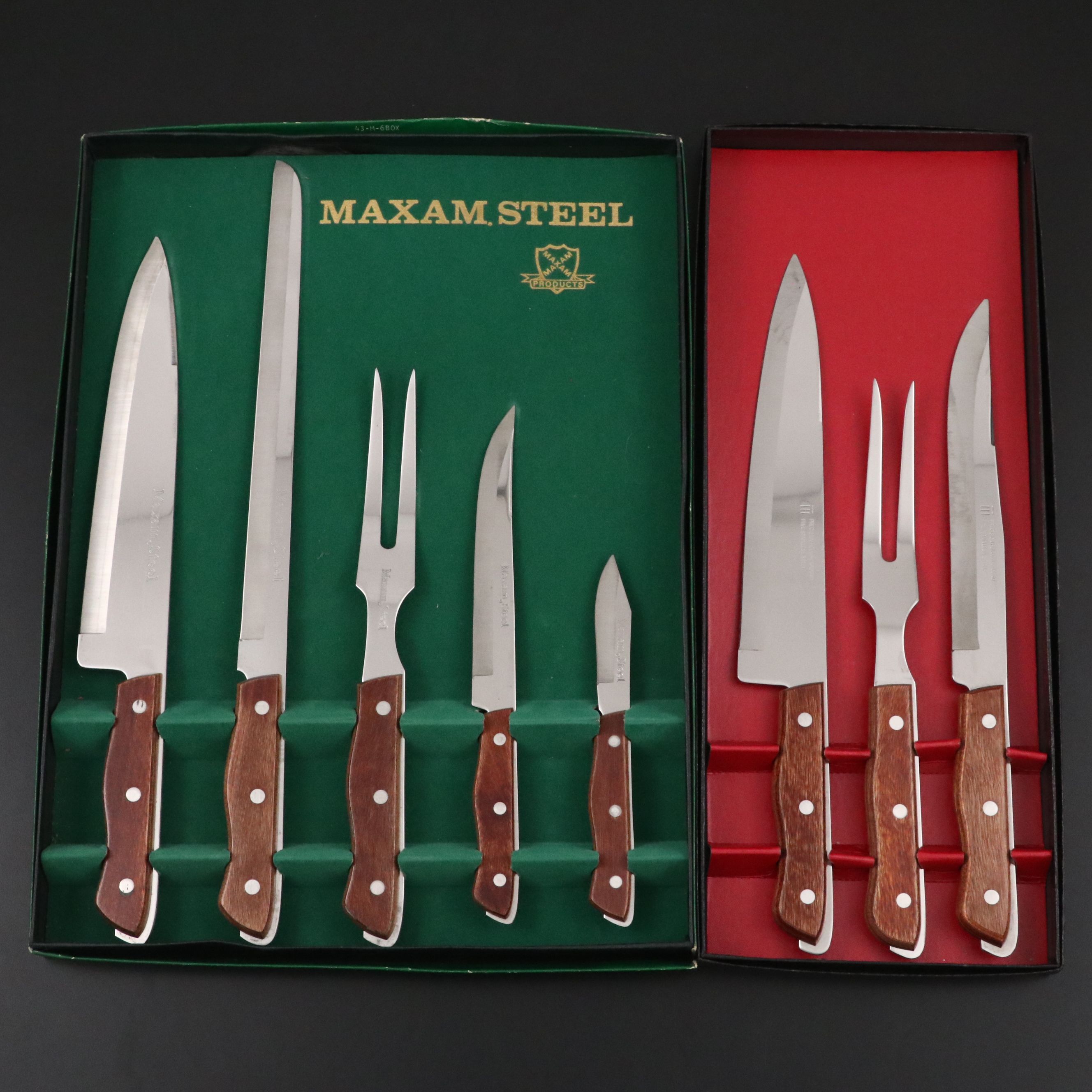 Maxam Steel Stainless Steel and Wood Handled Carving Sets