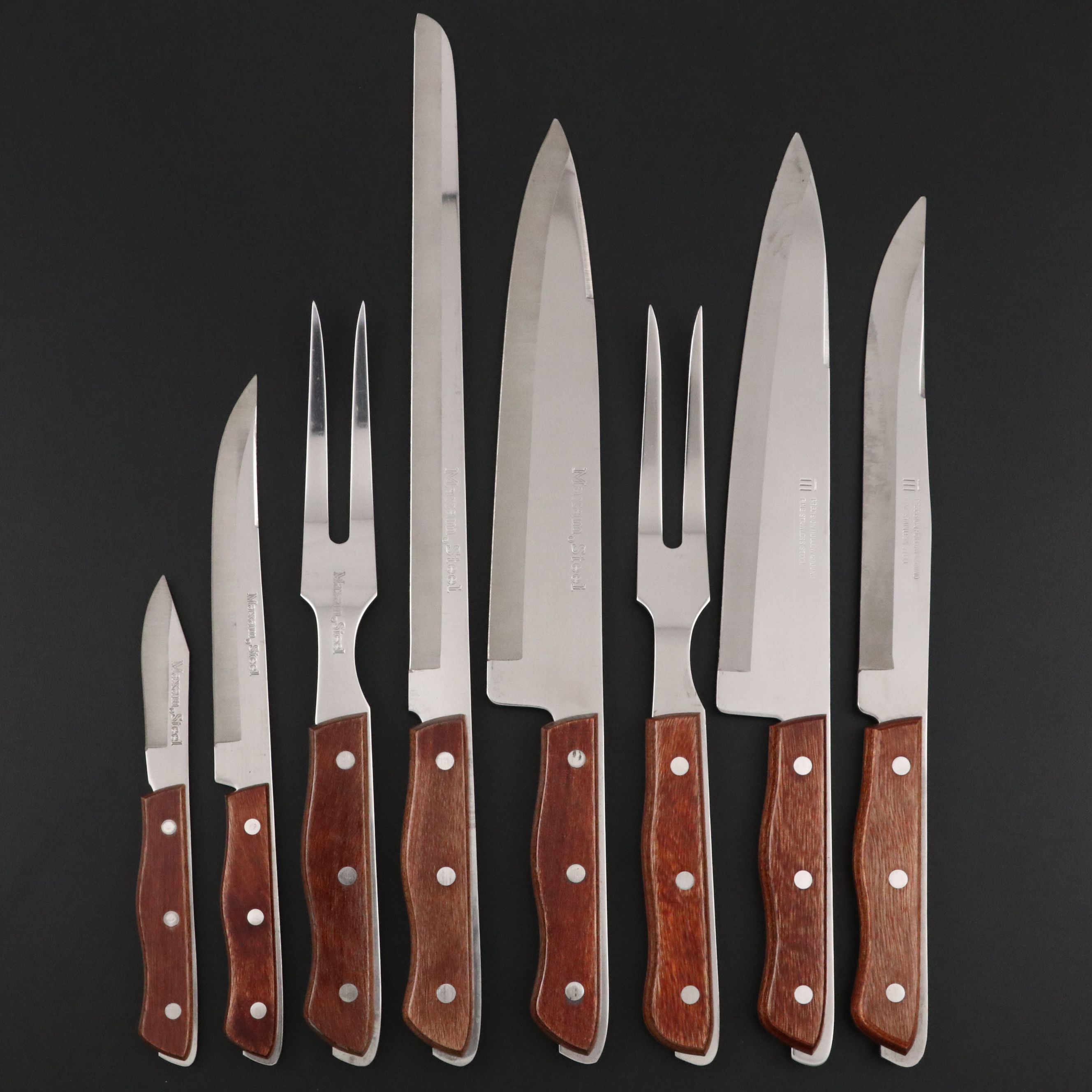 Maxam Steel Stainless Steel and Wood Handled Carving Sets