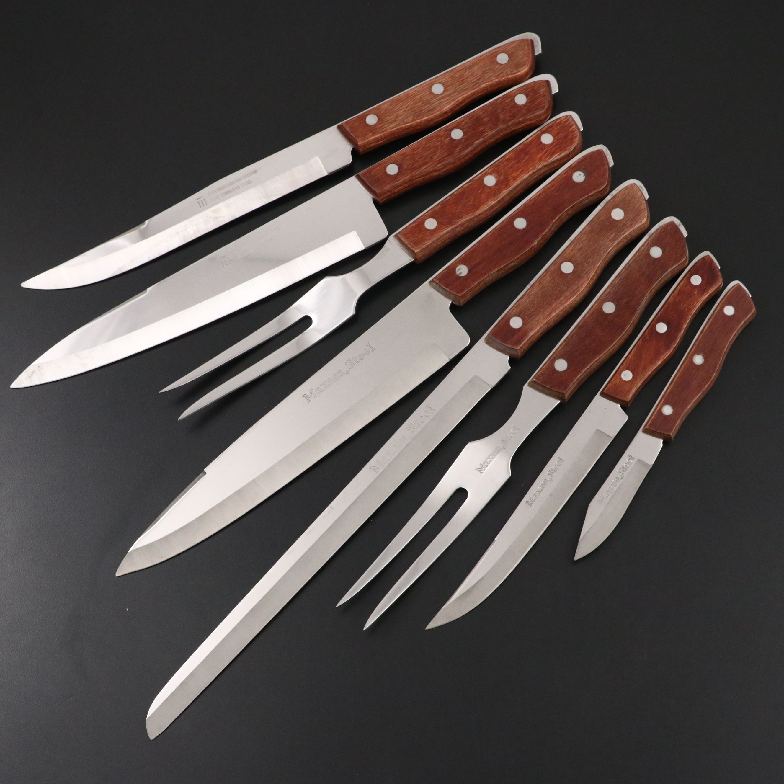 Maxam Steel Stainless Steel and Wood Handled Carving Sets