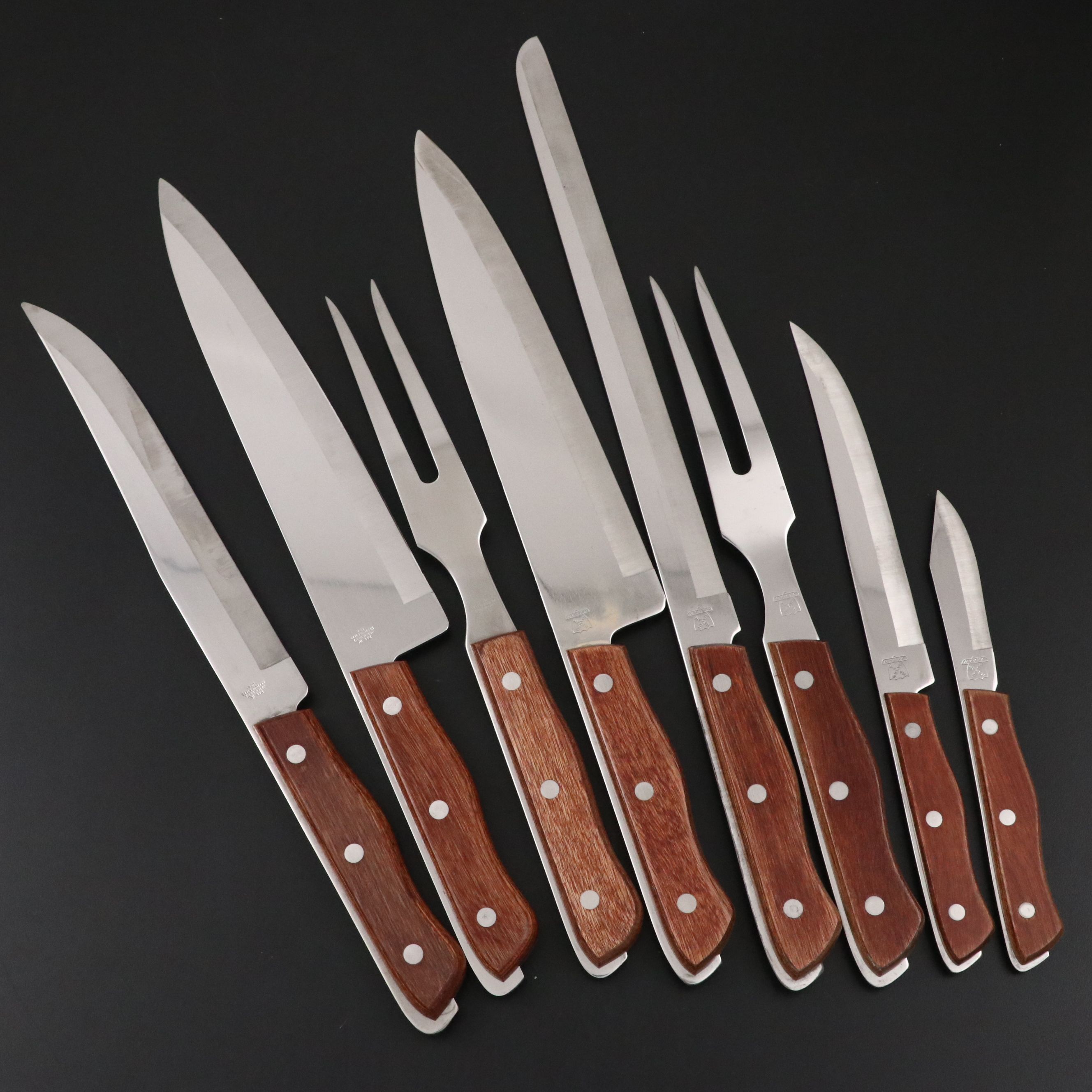 Maxam Steel Stainless Steel and Wood Handled Carving Sets