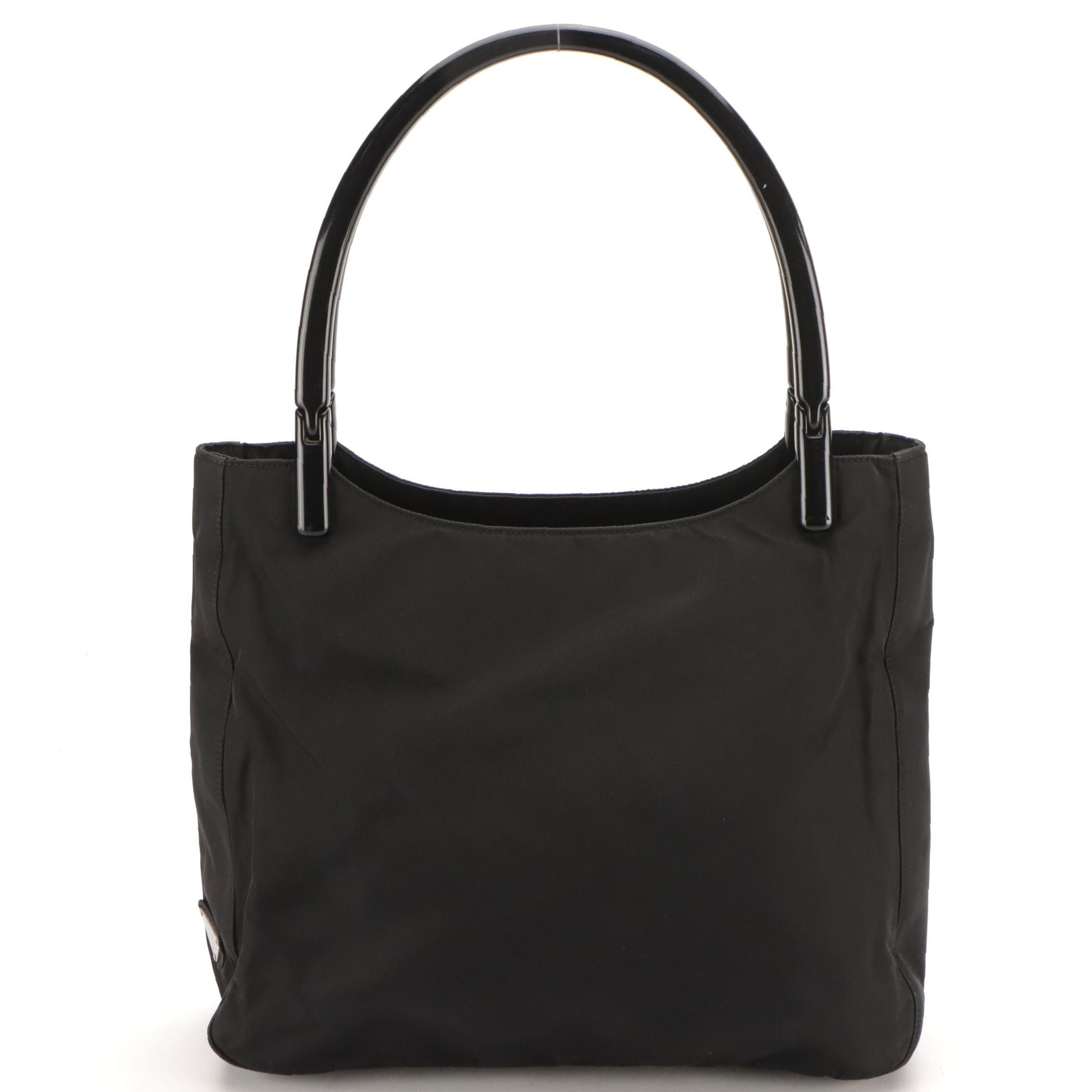 Prada Black Tessuto Nylon Top Handle Tote Bag with Acrylic Handle