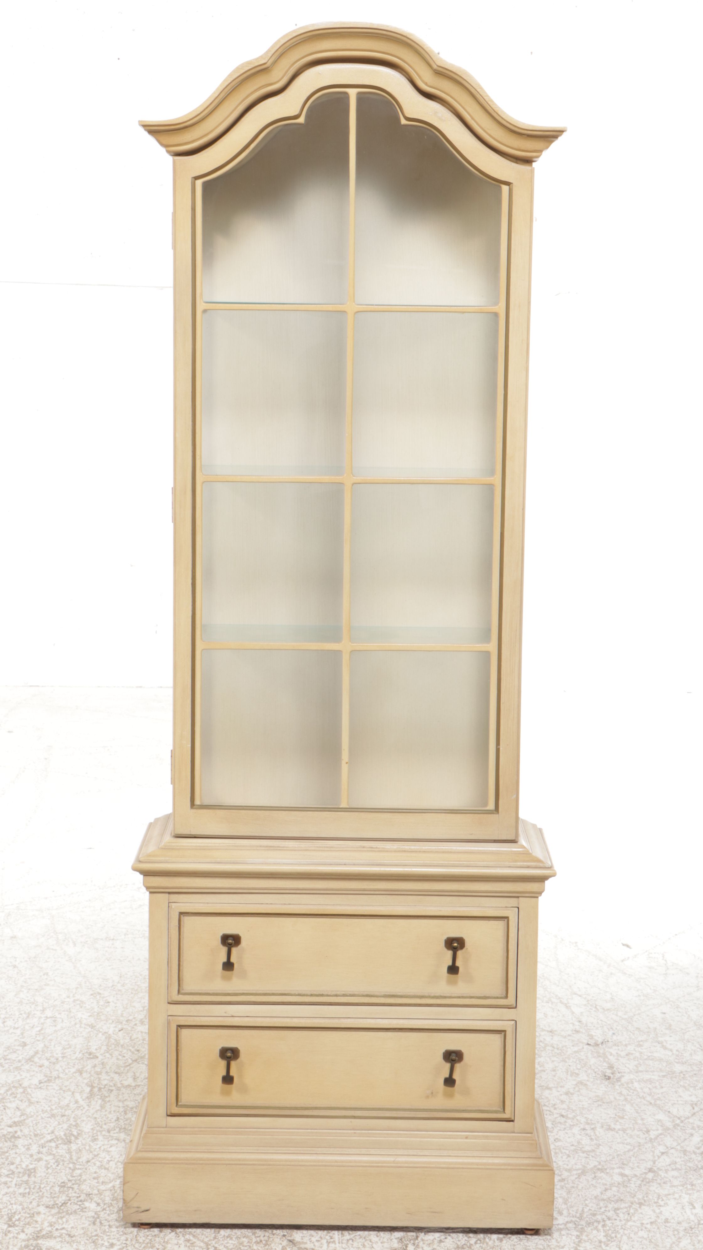 Brandt French Provincial Style Painted Wood Illuminated Curio Cabinet