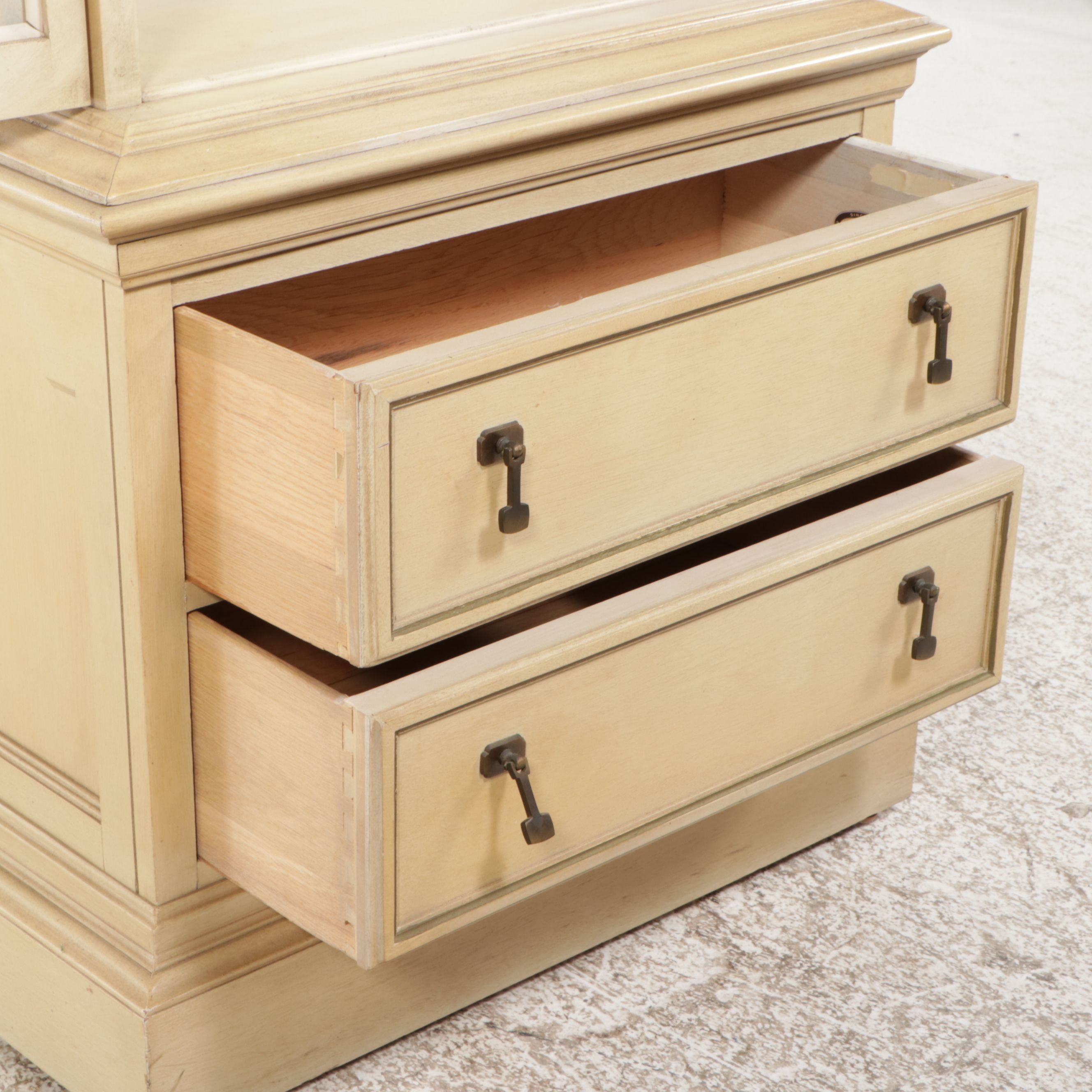 Brandt French Provincial Style Painted Wood Illuminated Curio Cabinet