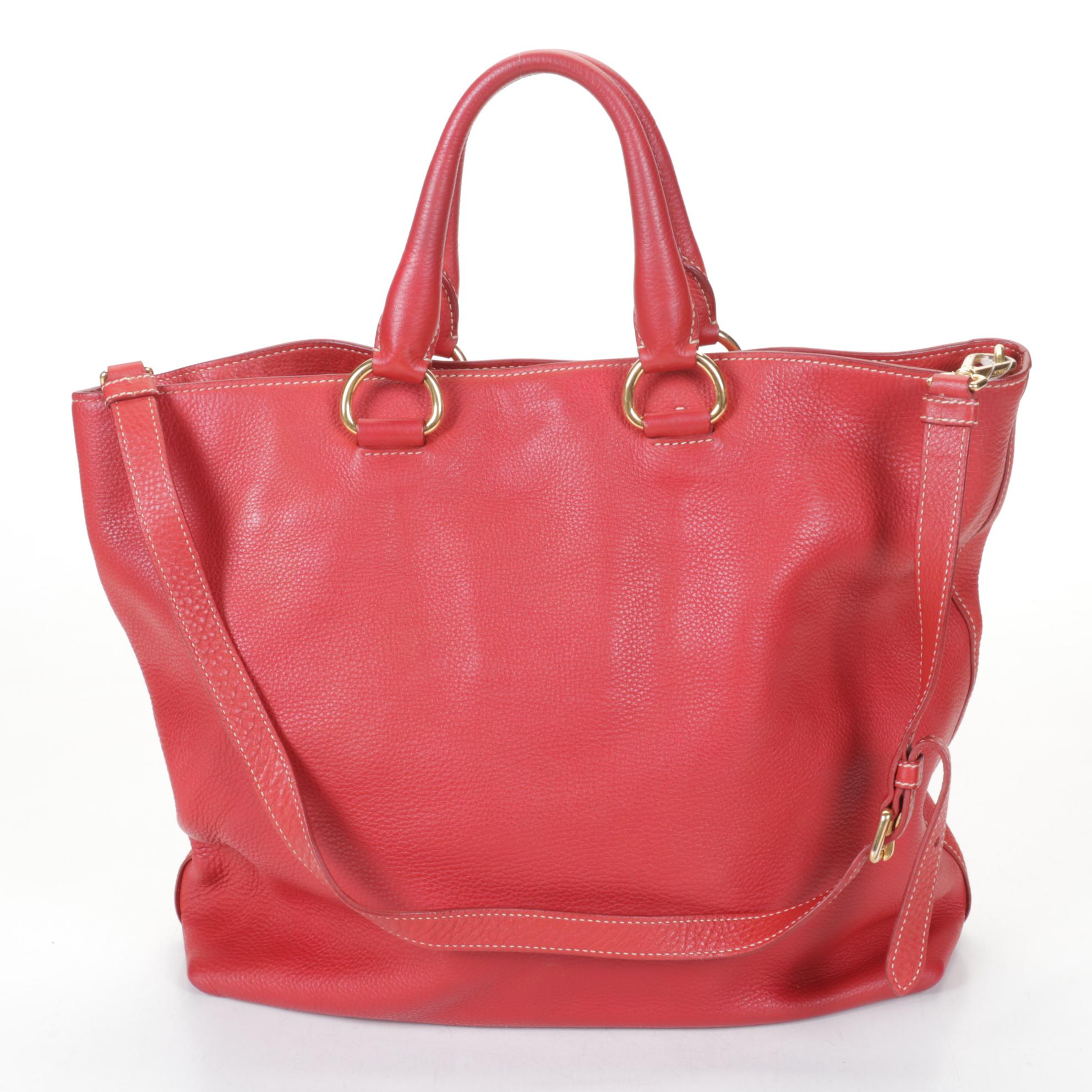Prada Top Handle Tote in Red Vitello Daino Leather