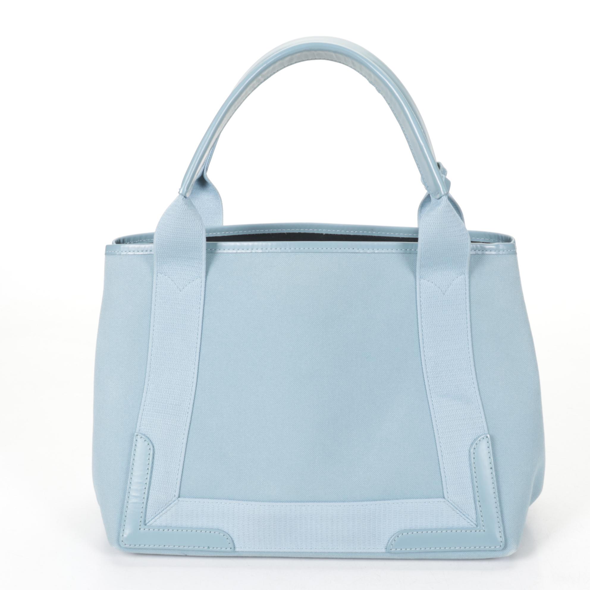 Balenciaga Cabas Tote Bag in Blue Canvas and Leather