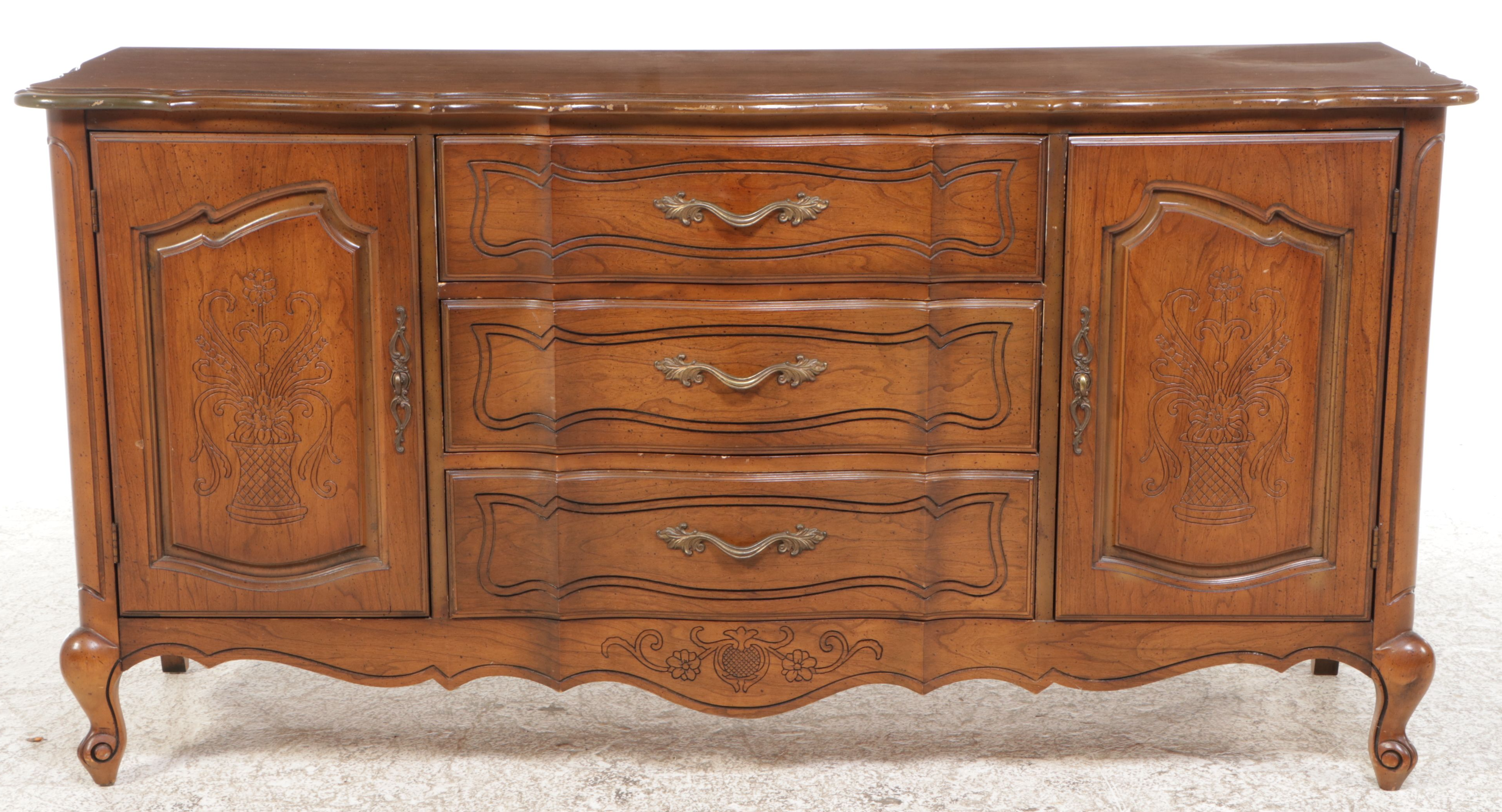 Pogue's Fine Furniture French Provincial Style Walnut Sideboard