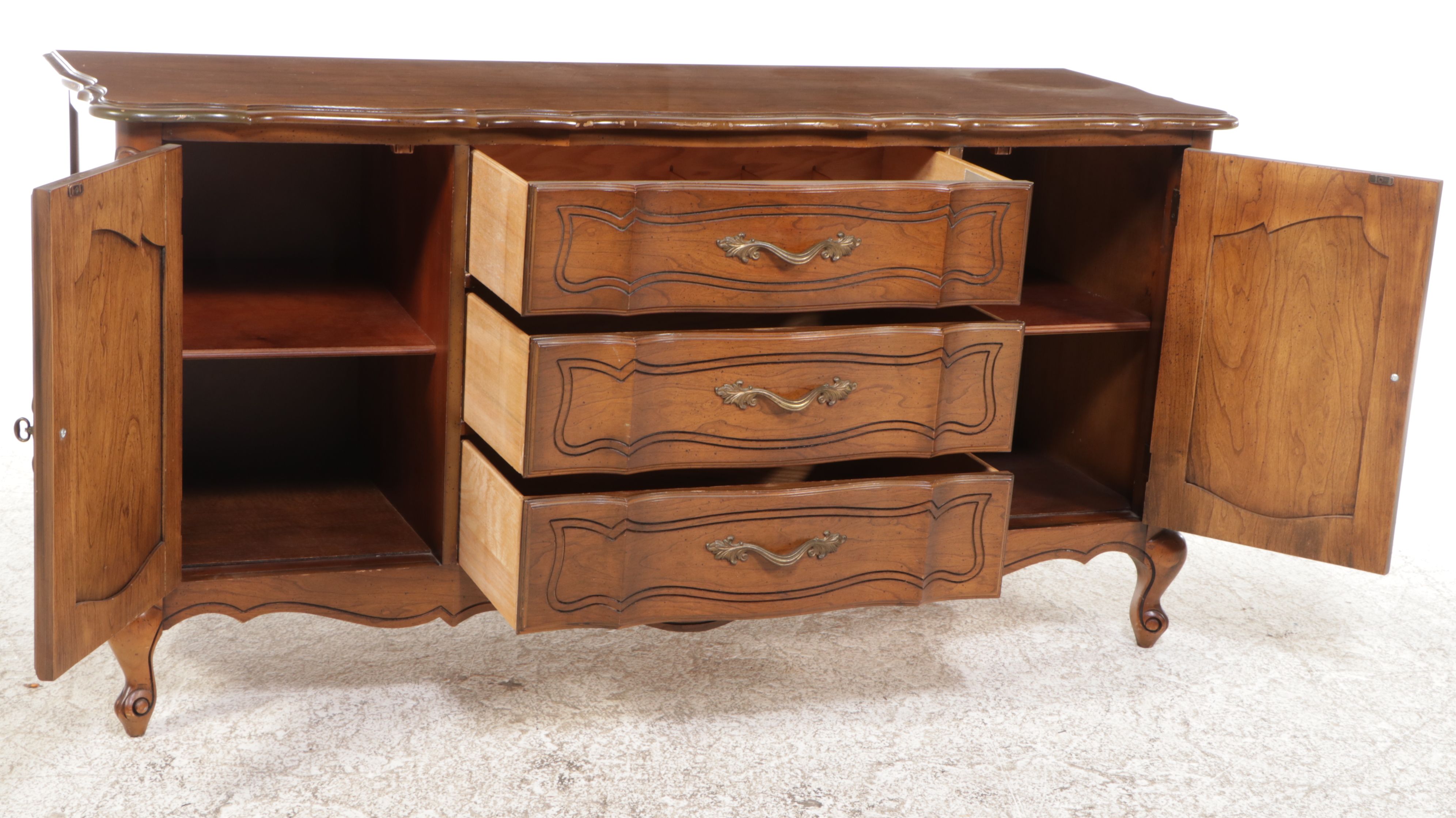 Pogue's Fine Furniture French Provincial Style Walnut Sideboard