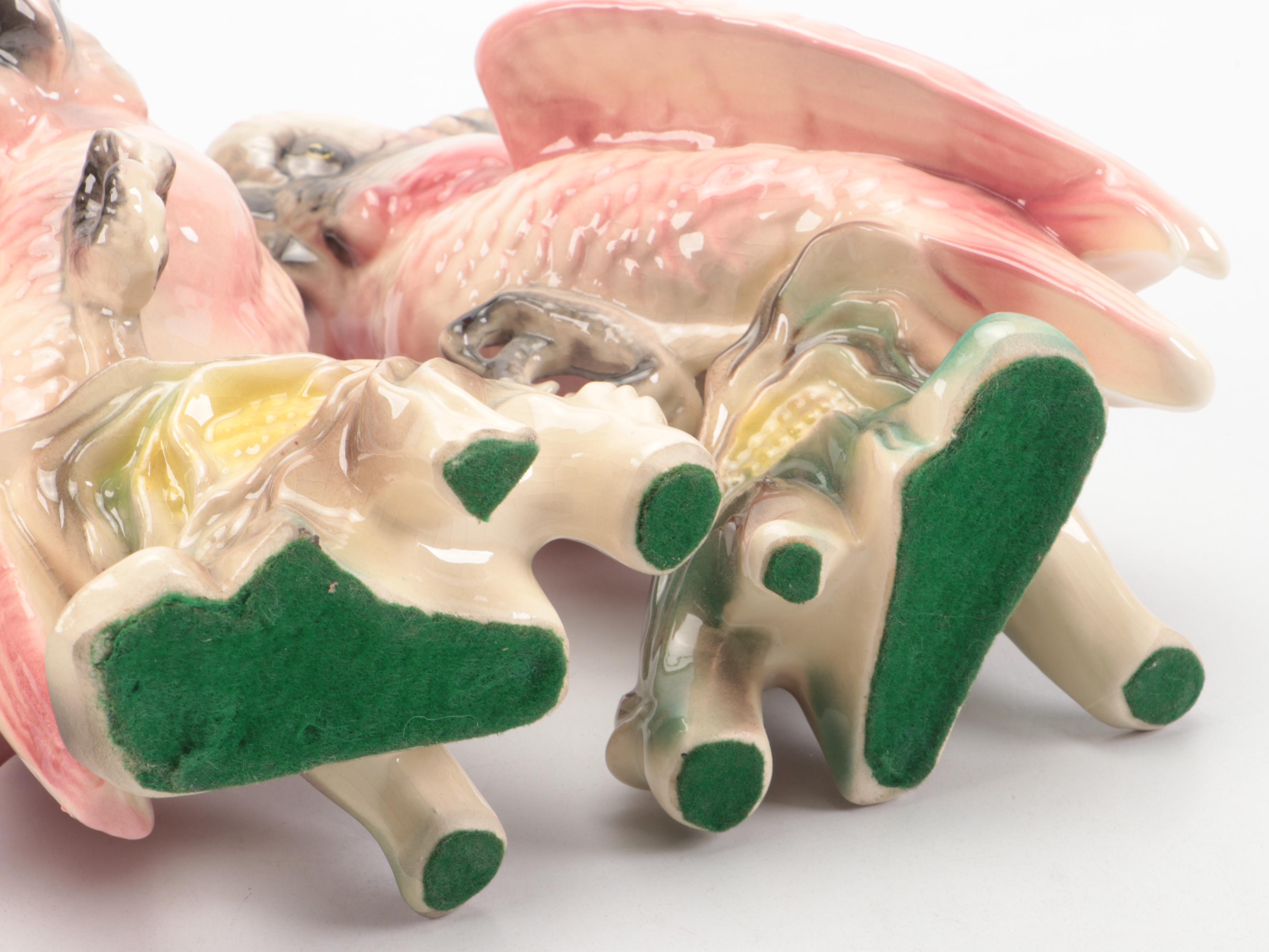 Hollywood Regency Style Ceramic Bird Figurines, Mid-20th Century