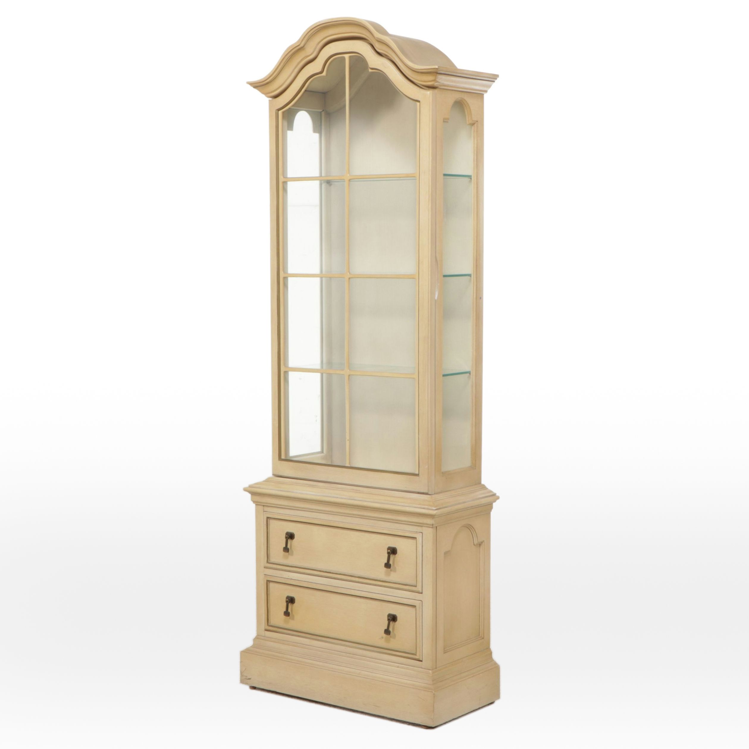 Brandt French Provincial Style Painted Wood Illuminated Curio Cabinet