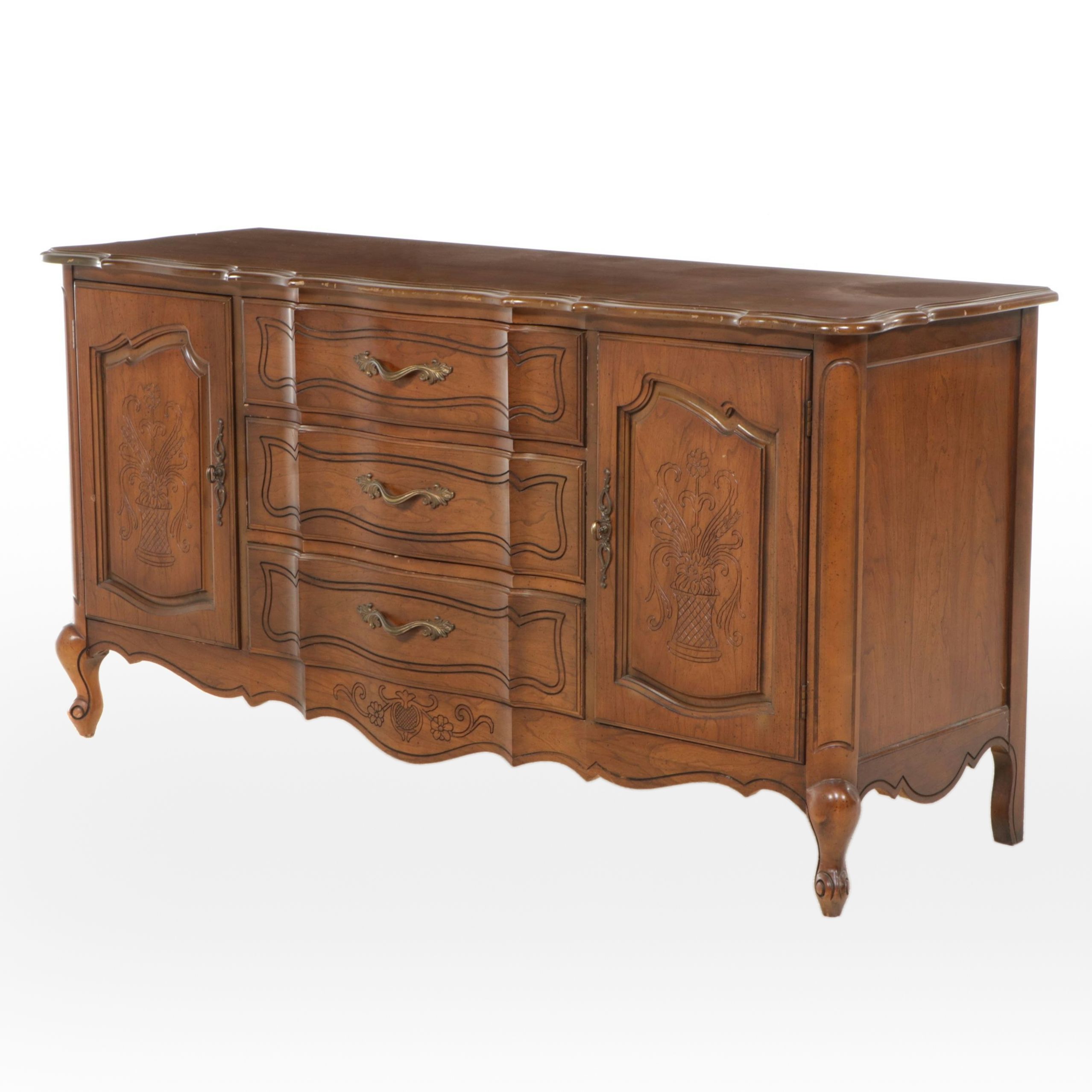 Pogue's Fine Furniture French Provincial Style Walnut Sideboard