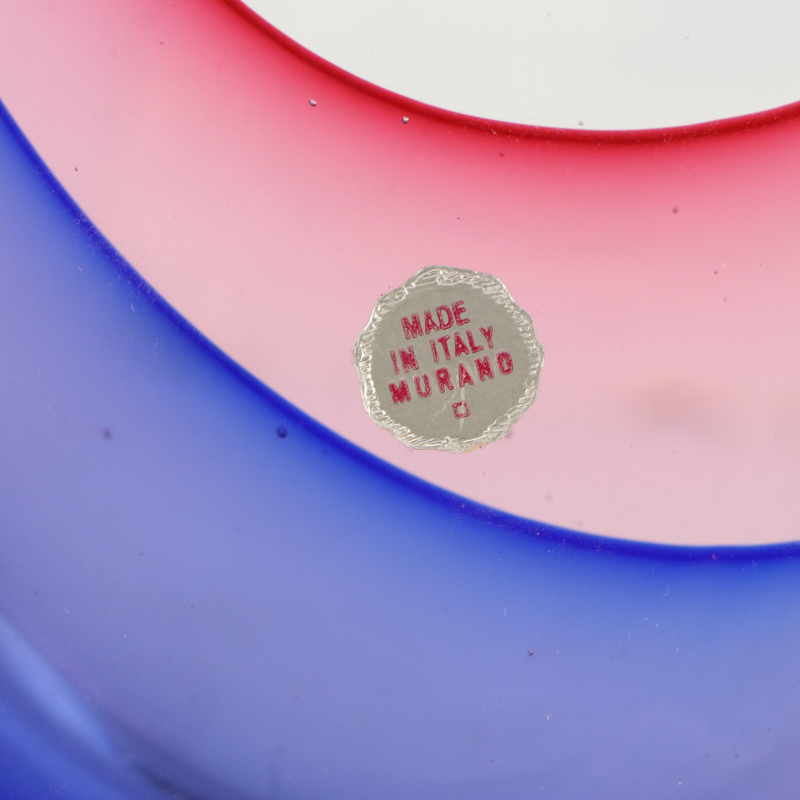 Murano Glass Swan Sculpture with Art Glass Flower Shaped Bowl