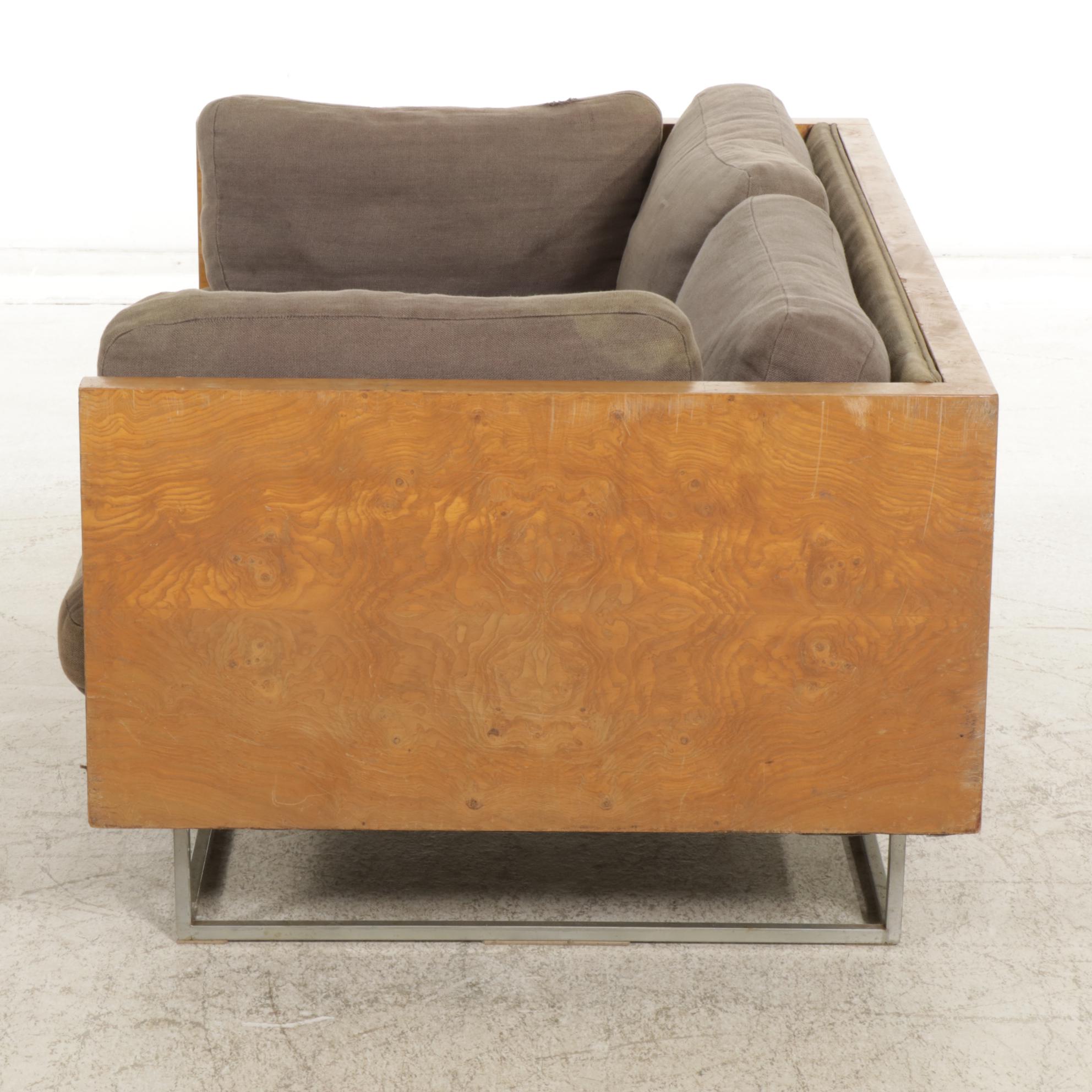 Milo Baughman for Thayer Coggin Mid Century Modern Burlwood Loveseat