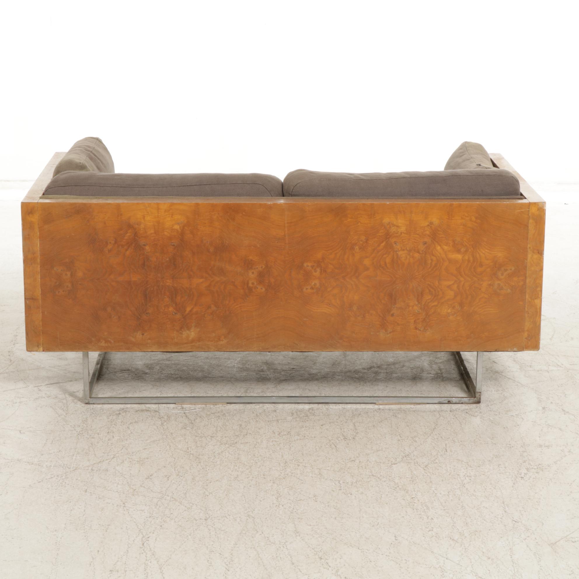 Milo Baughman for Thayer Coggin Mid Century Modern Burlwood Loveseat