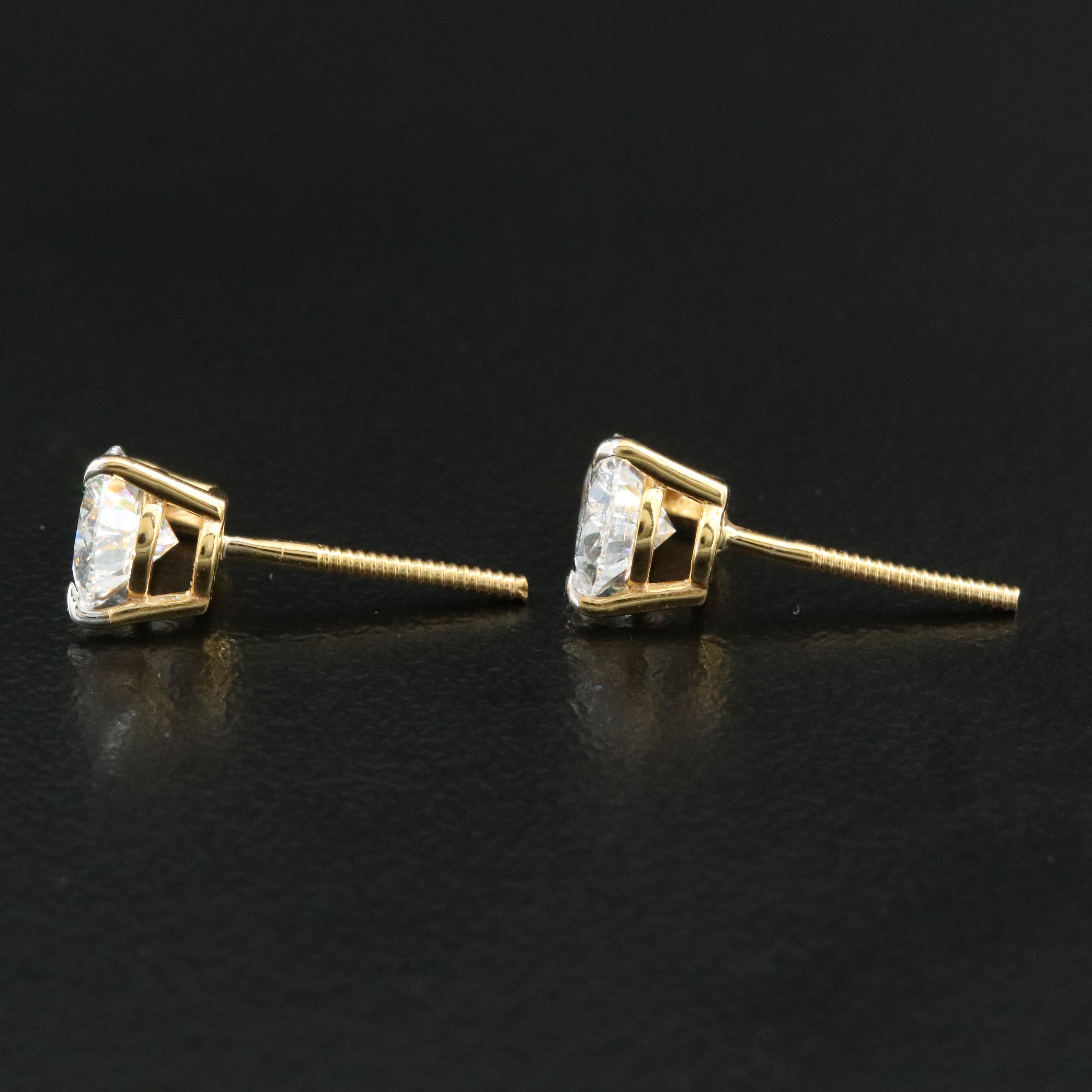 14K 2.16 CTW Lab Grown Diamond Stud Earrings with IGI Reports