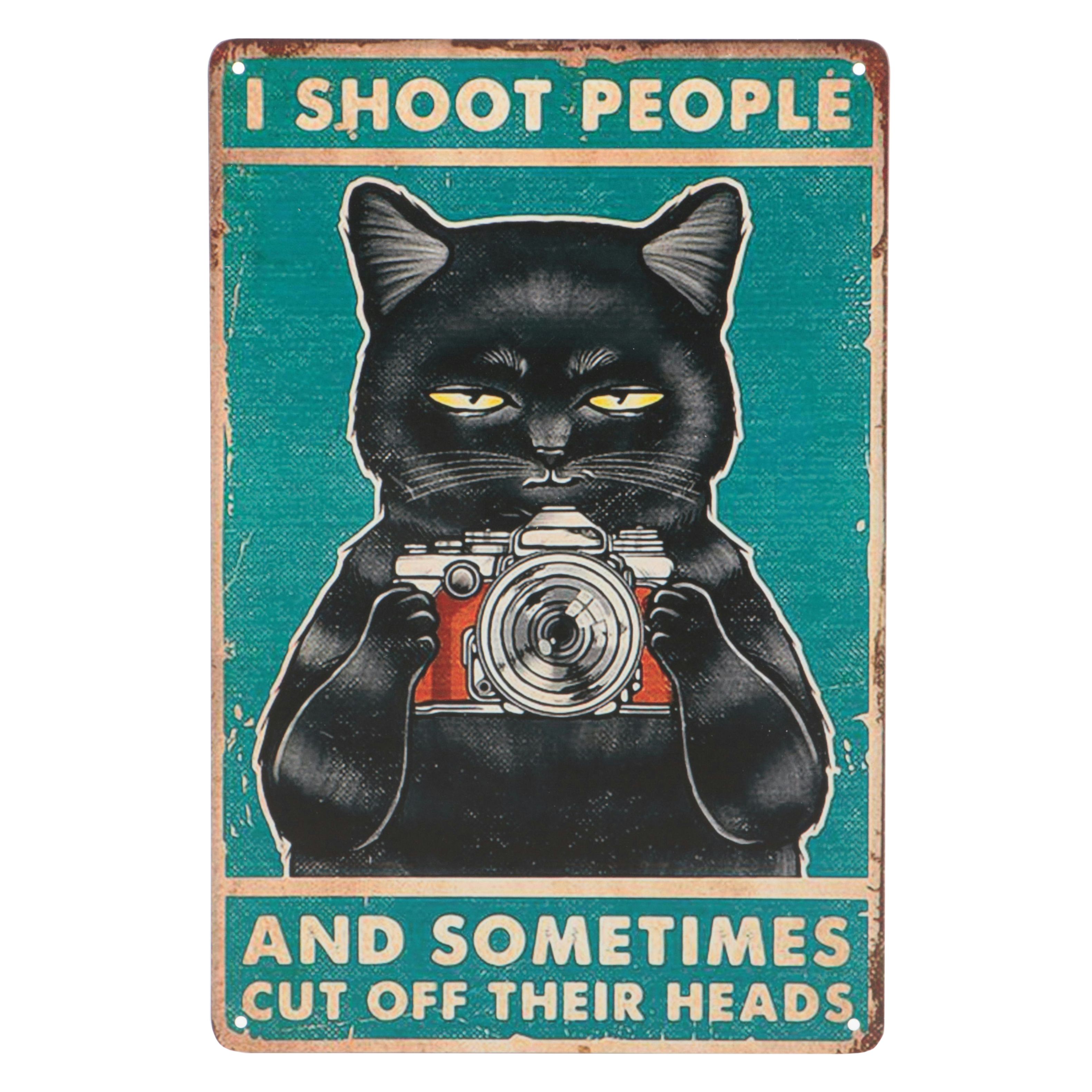 Giclée of Cheeky Cat "I Shoot People and Sometimes Cut Off Their Heads"