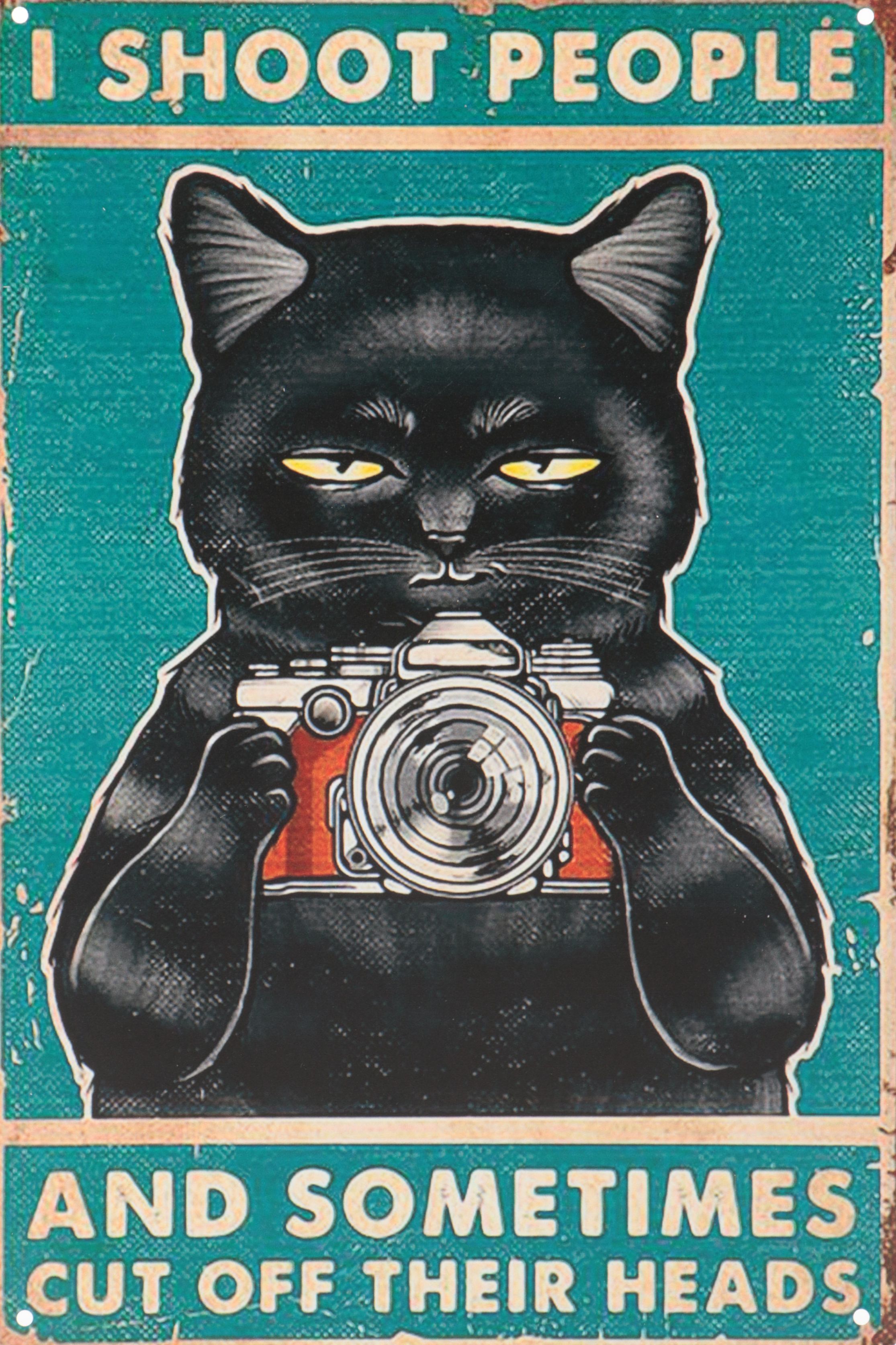 Giclée of Cheeky Cat "I Shoot People and Sometimes Cut Off Their Heads"