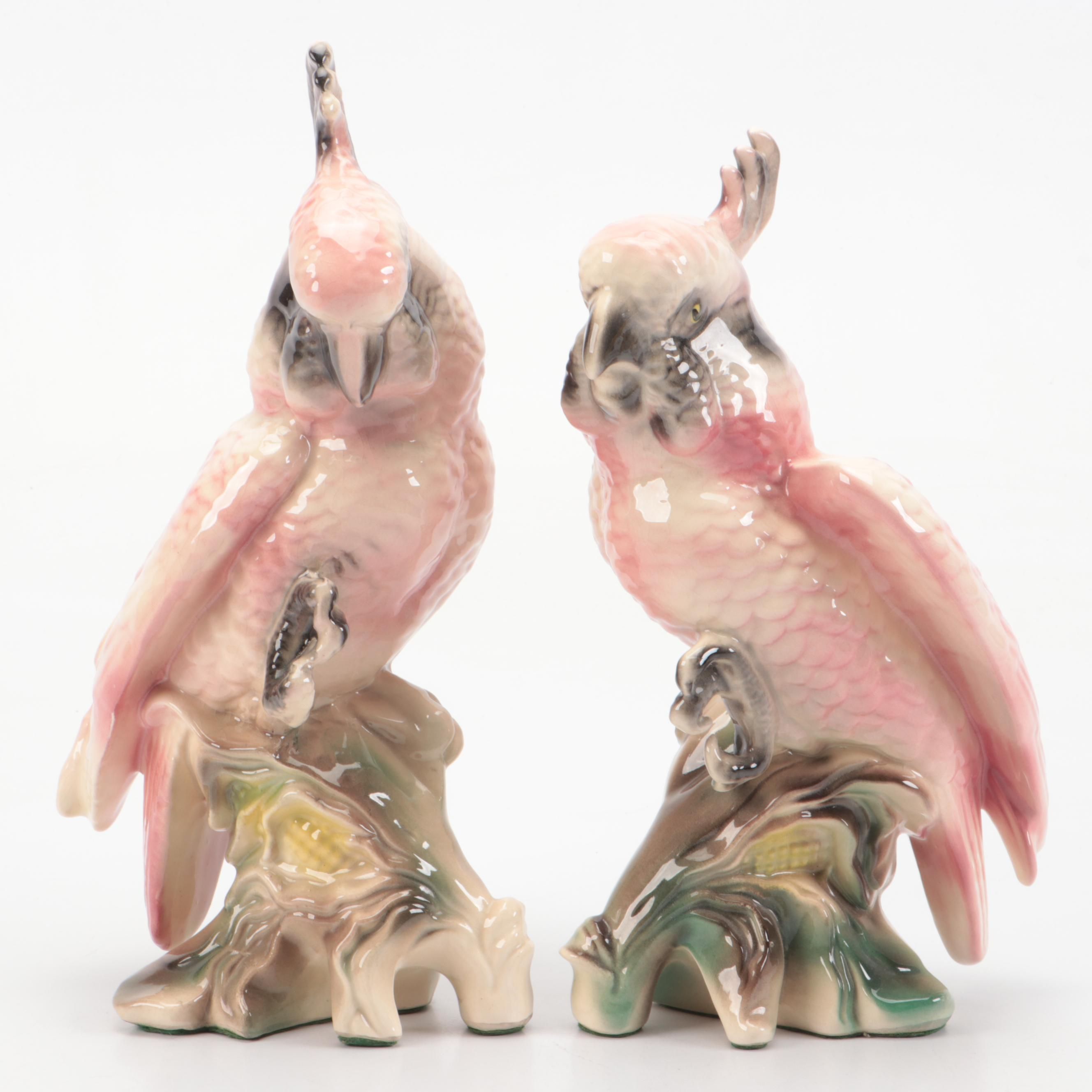 Hollywood Regency Style Ceramic Bird Figurines, Mid-20th Century