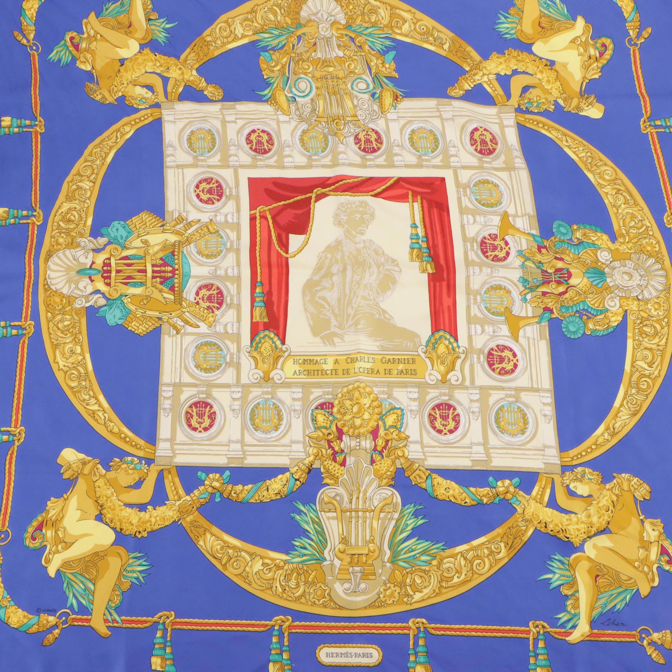 Hermès "Hommage A Charles Garnier" Silk Twill Scarf 90