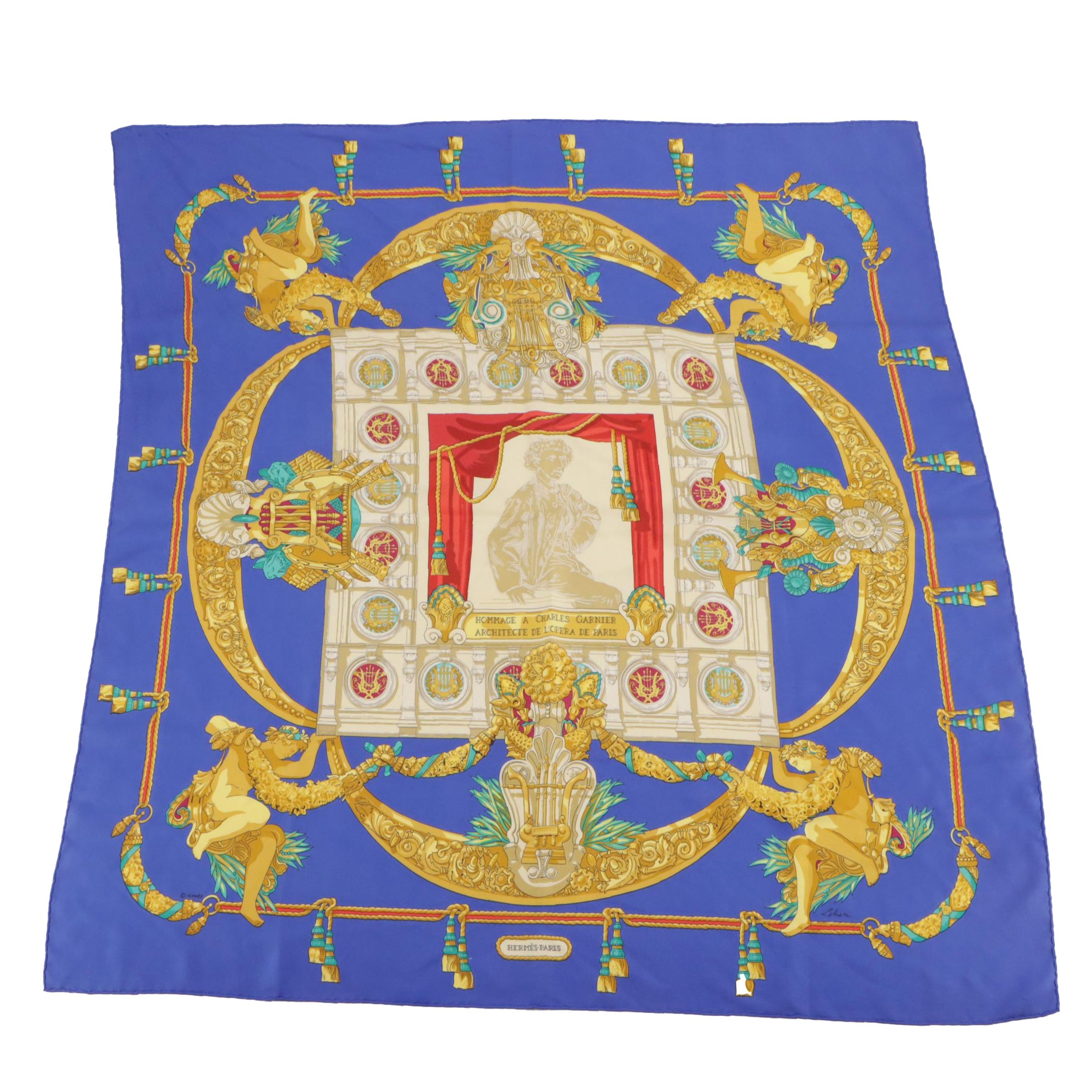 Hermès "Hommage A Charles Garnier" Silk Twill Scarf 90