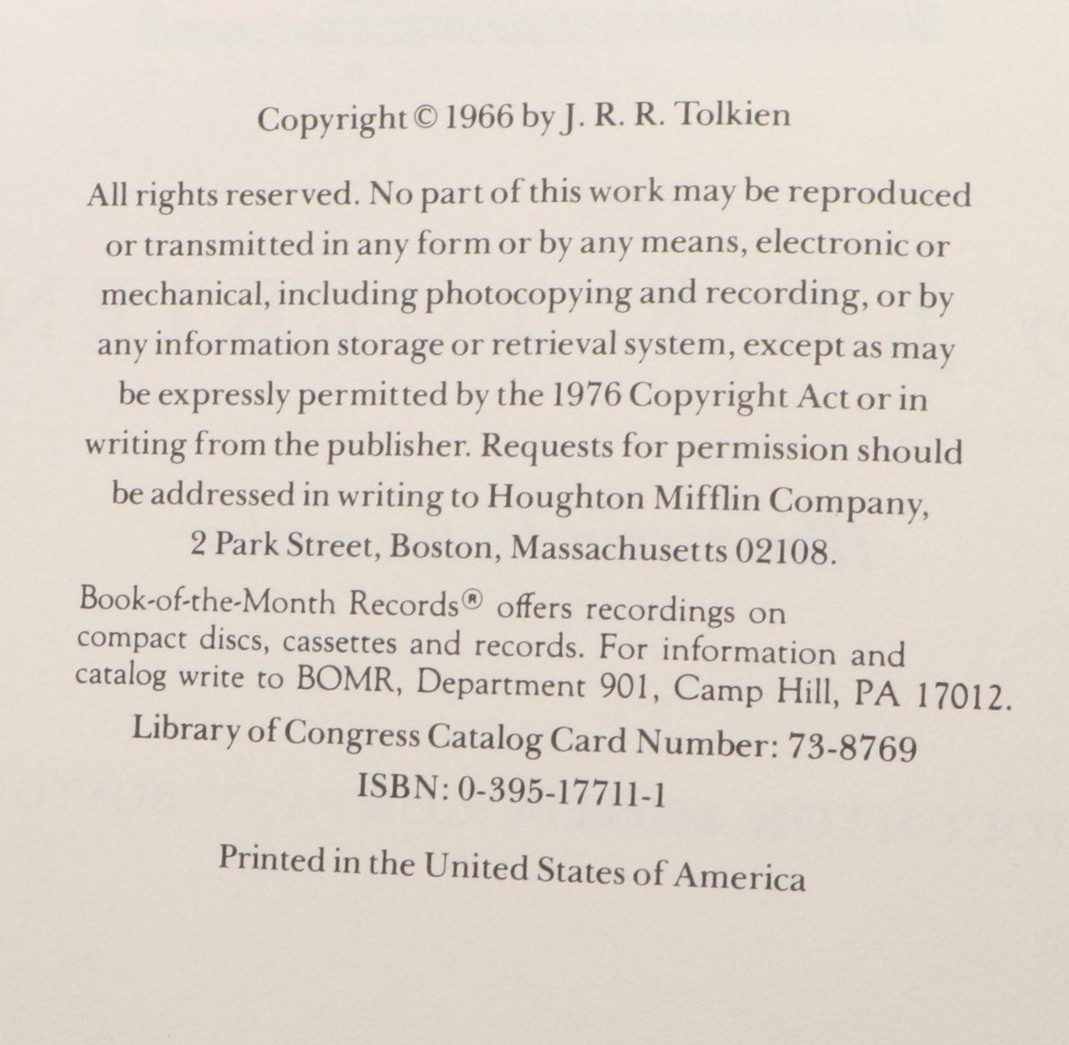 50th Anniversary Edition "The Hobbit" by J. R. R. Tolkien, 1987