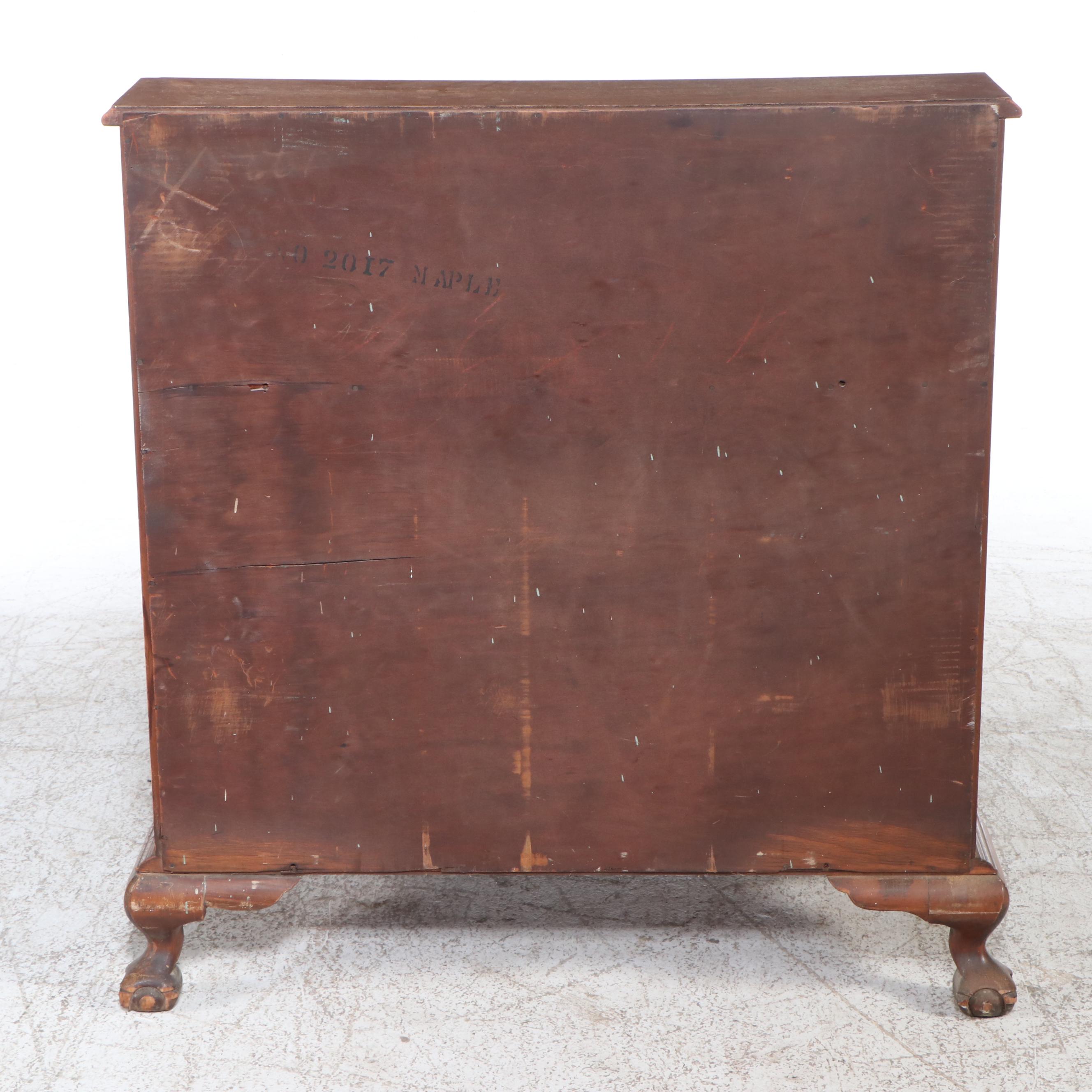 Chippendale Style Maple Serpentine Slant-Front Desk, Early 20th Century