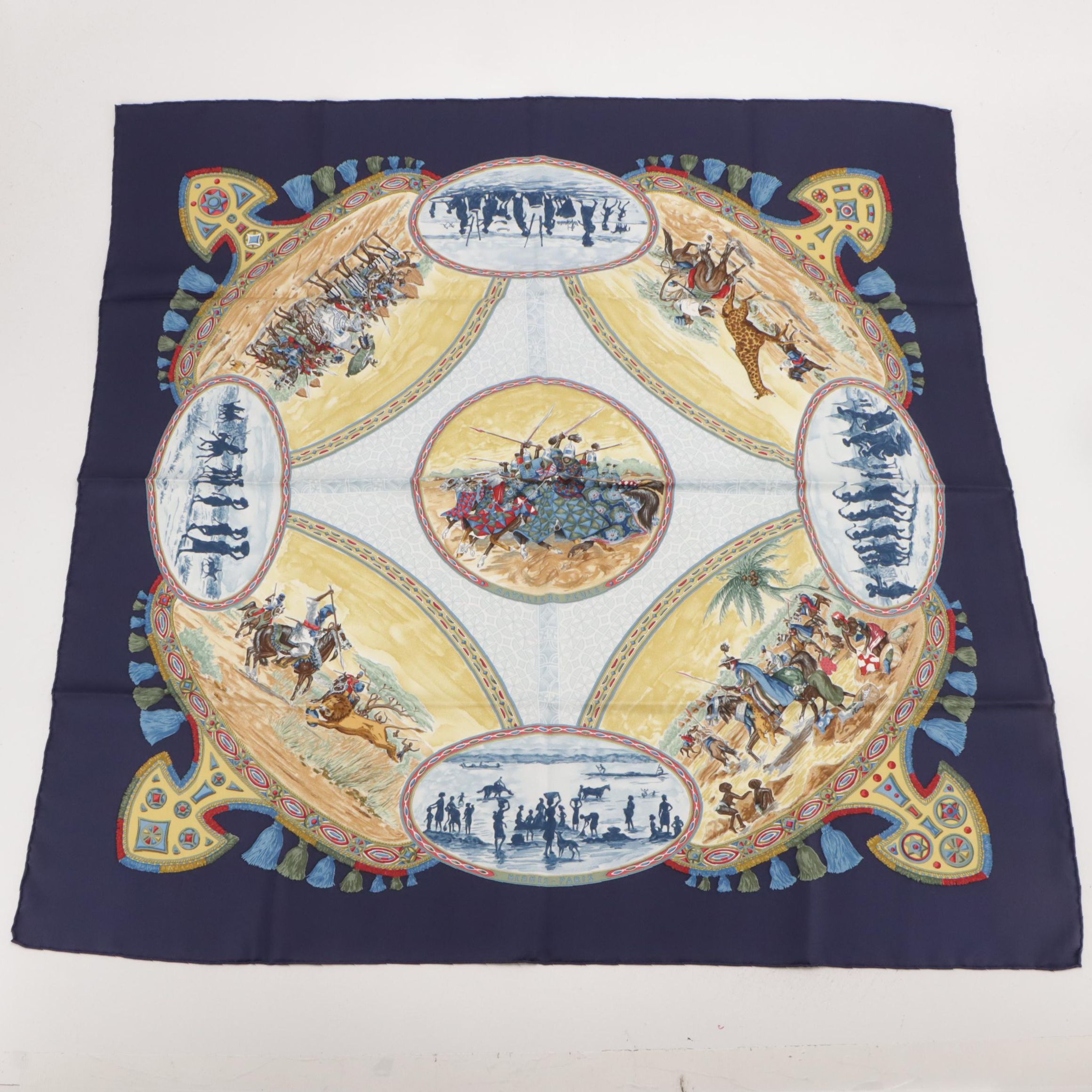 Hermès "Cavaliers Peuls" Silk Twill Scarf 90