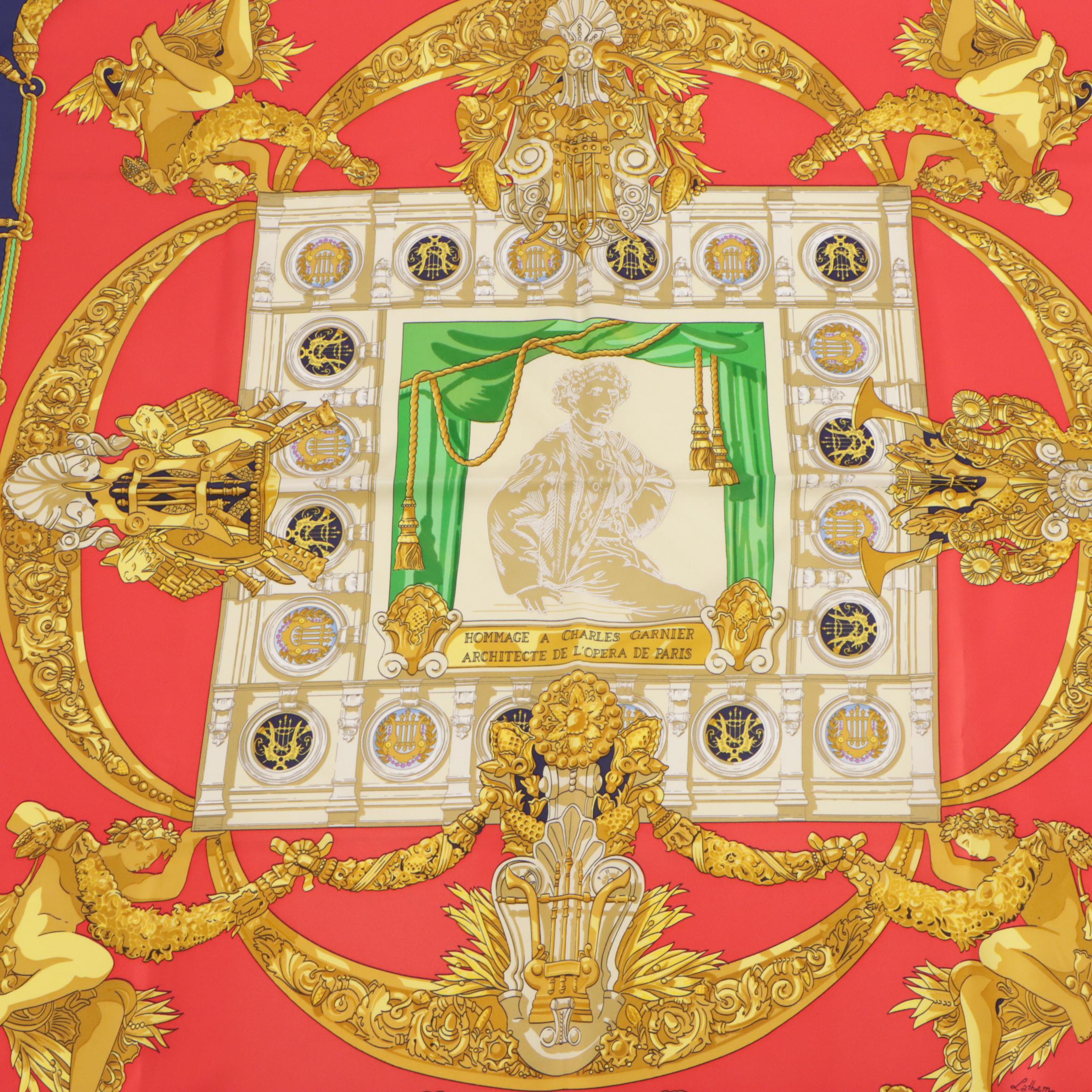 Hermès "Hommage A Charles Garnier" Silk Twill Scarf 90