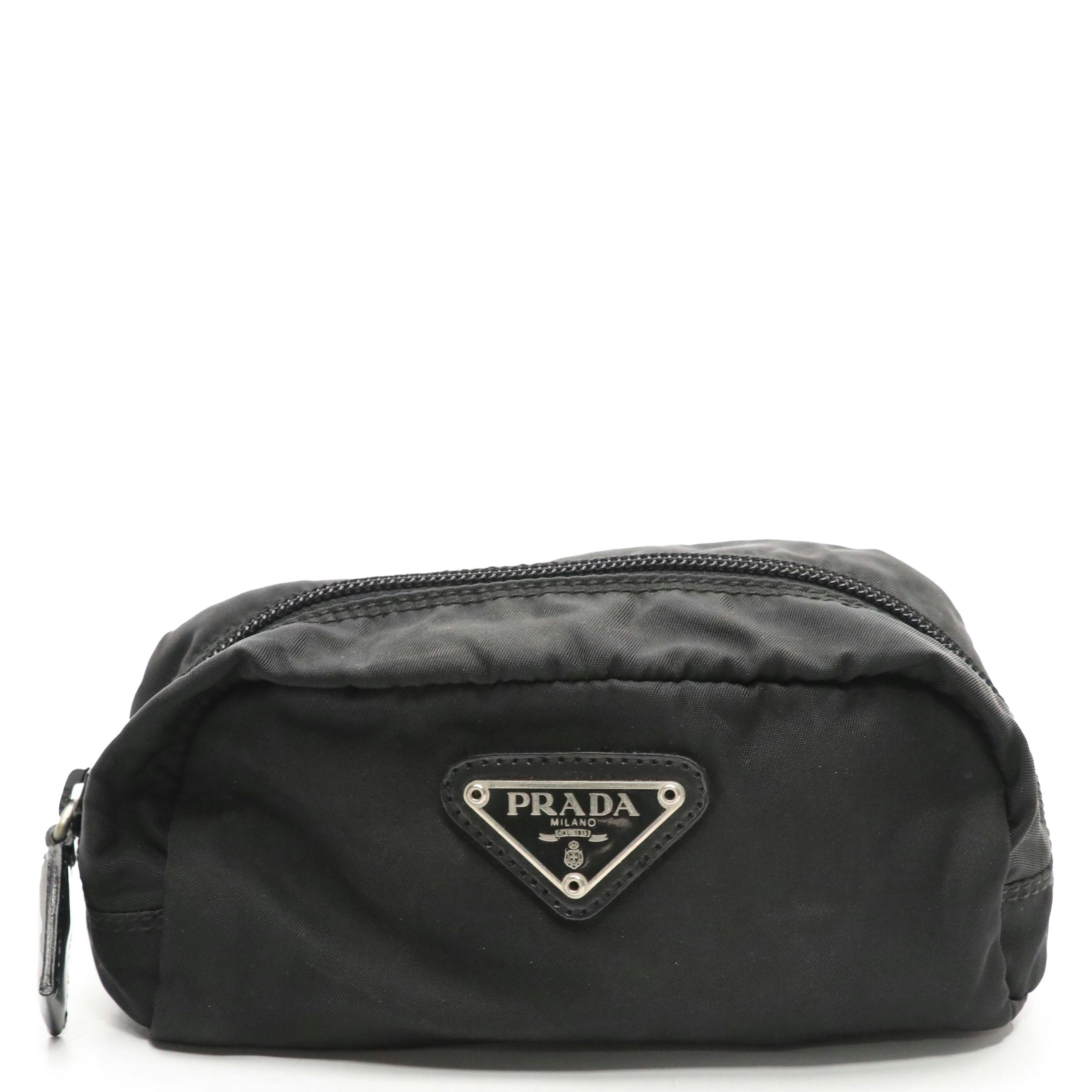 Prada Black Tessuto Nylon Zip Pouch