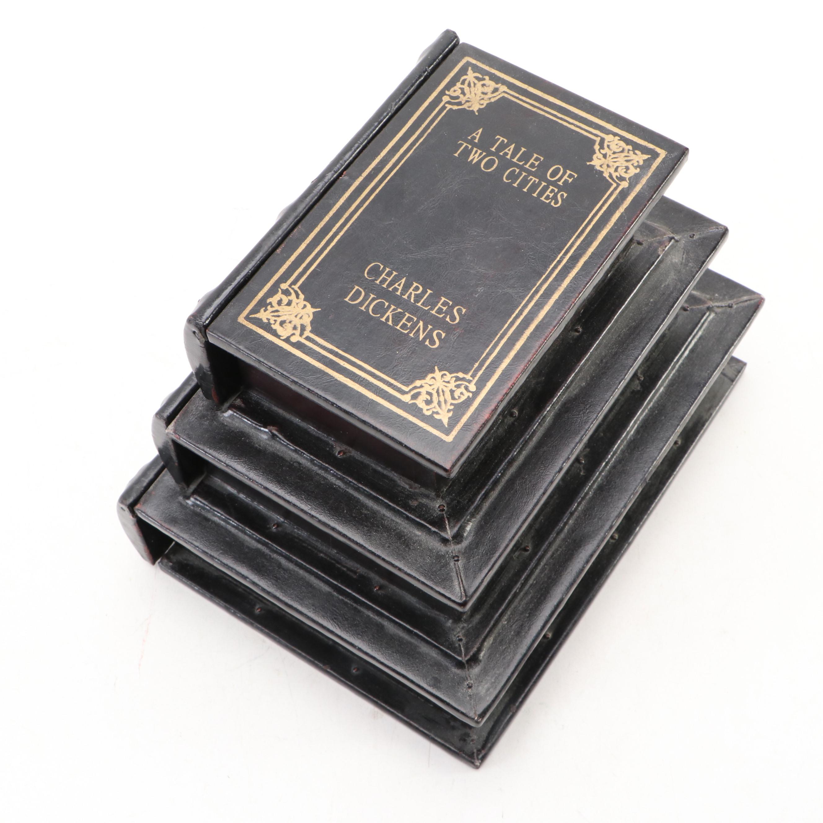 Book Shaped Wooden Drawers with Other Decorative Boxes and Containers