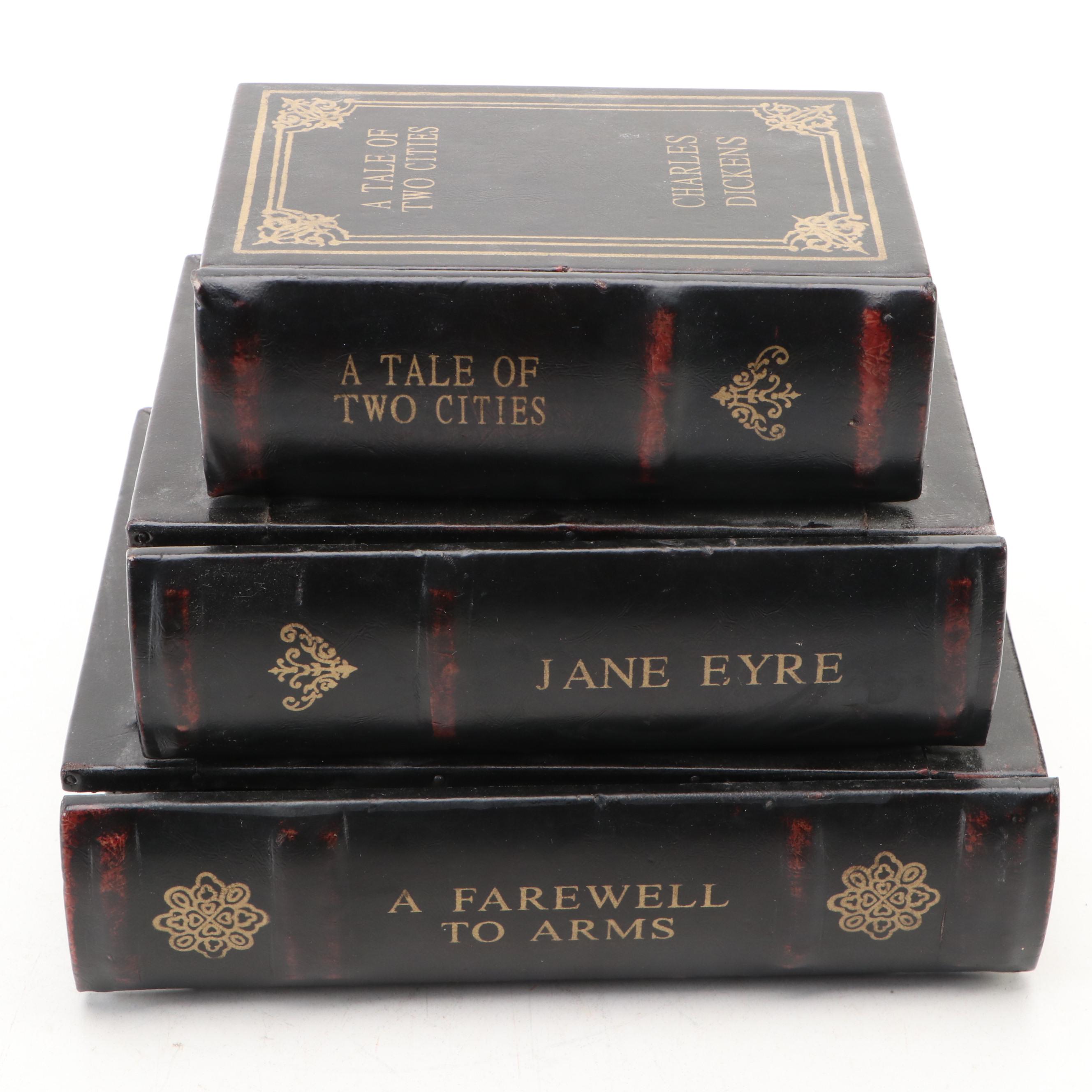 Book Shaped Wooden Drawers with Other Decorative Boxes and Containers