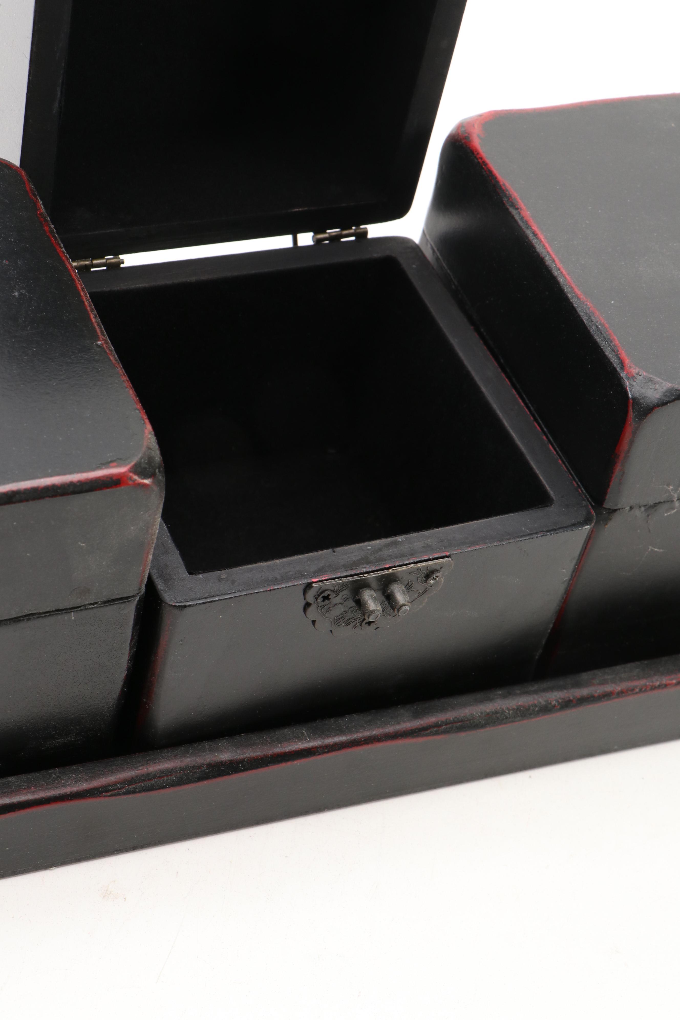 Book Shaped Wooden Drawers with Other Decorative Boxes and Containers