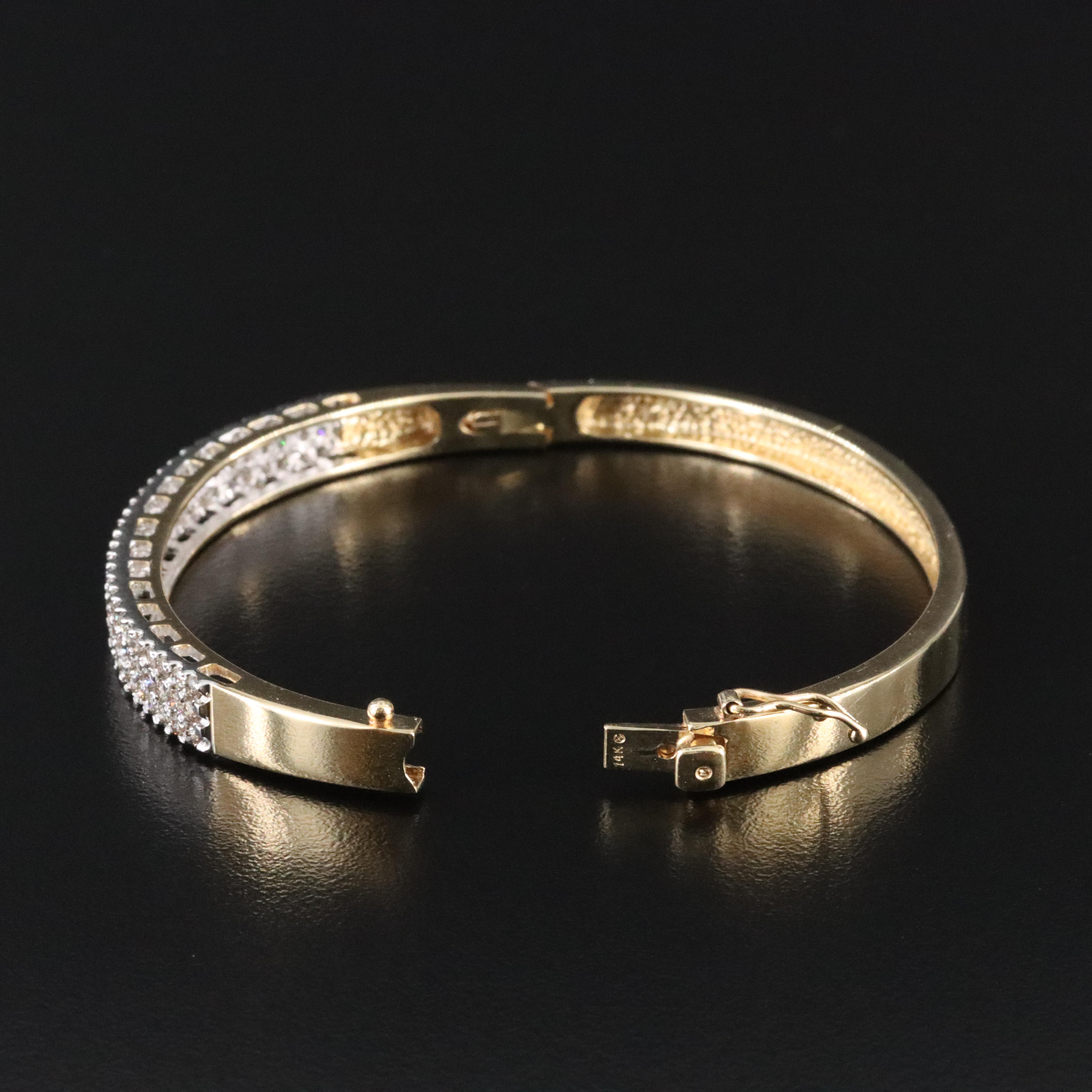 14K 1.89 CTW Diamond Hinged Bangle
