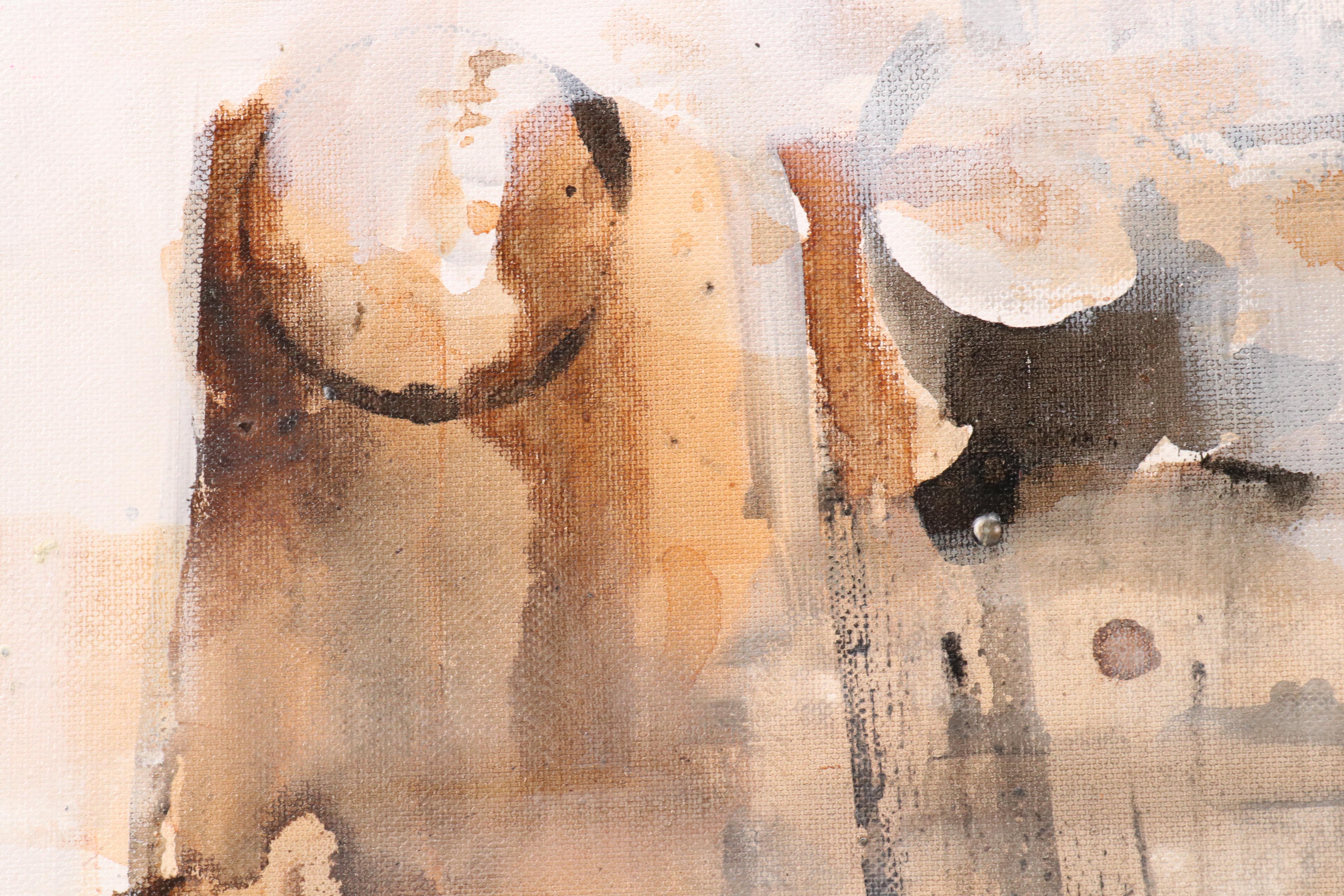 Milagros Pongo Abstract Mixed Media Painting, 21st Century