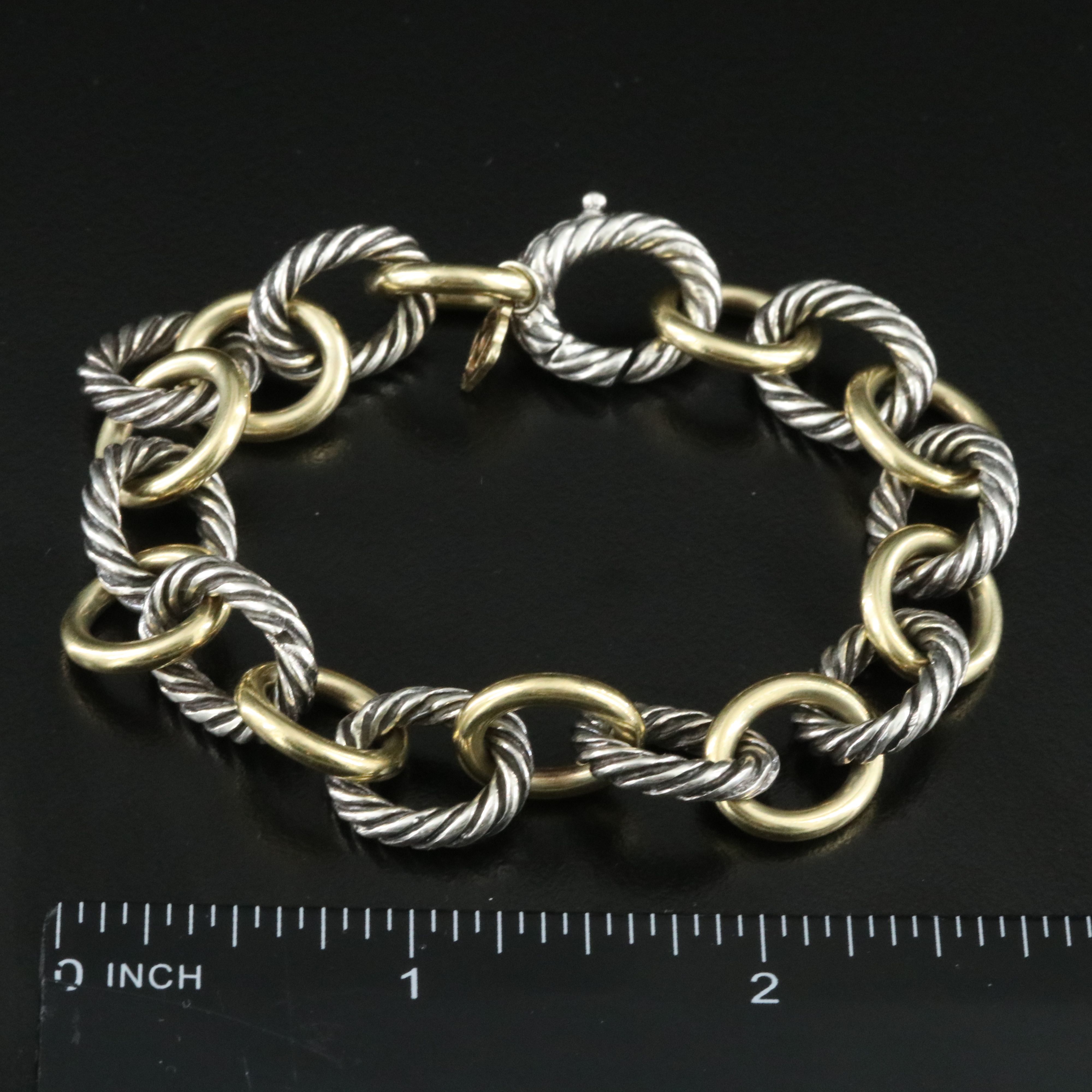 David Yurman Sterling and 18K Oval Link Chain Bracelet