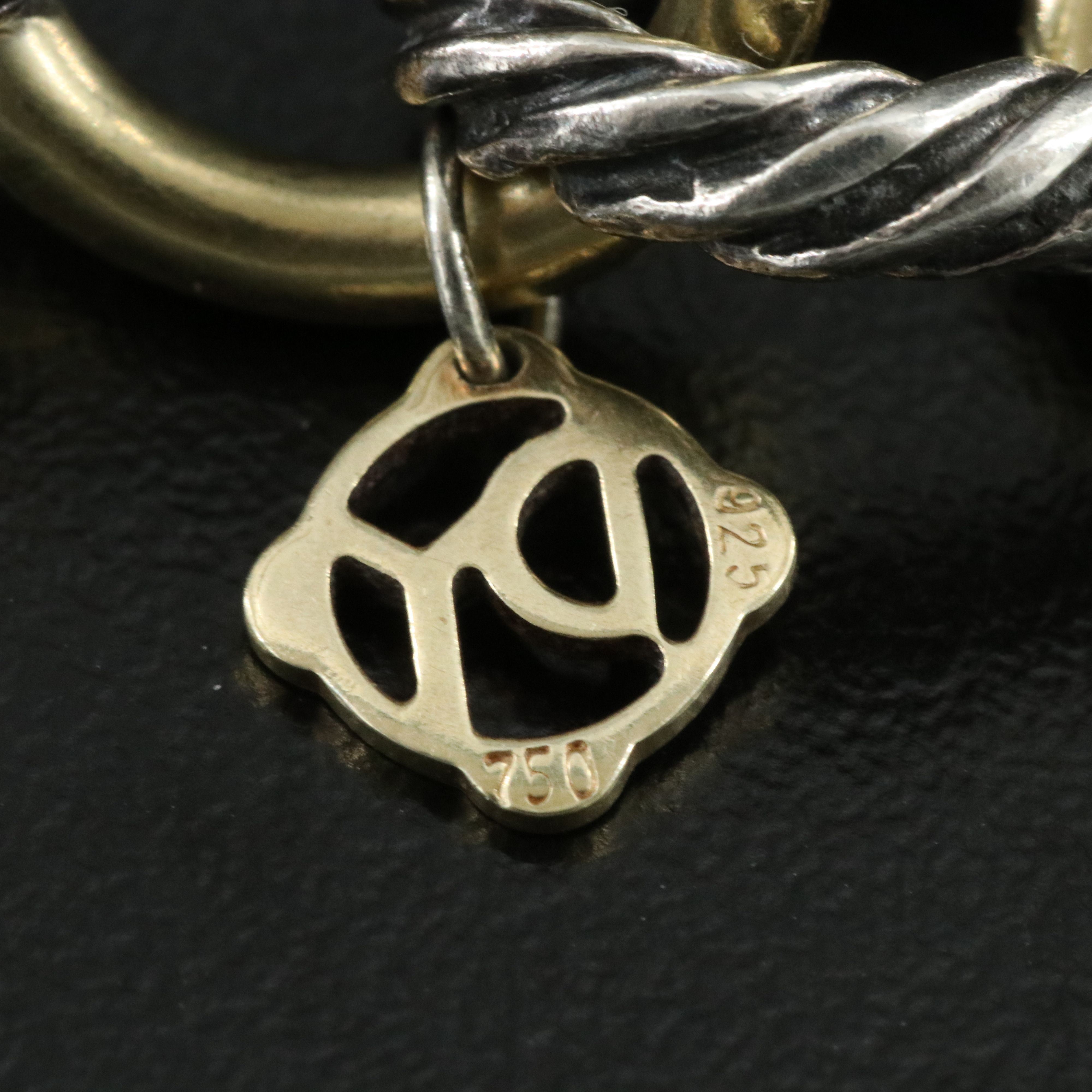 David Yurman Sterling and 18K Oval Link Chain Bracelet