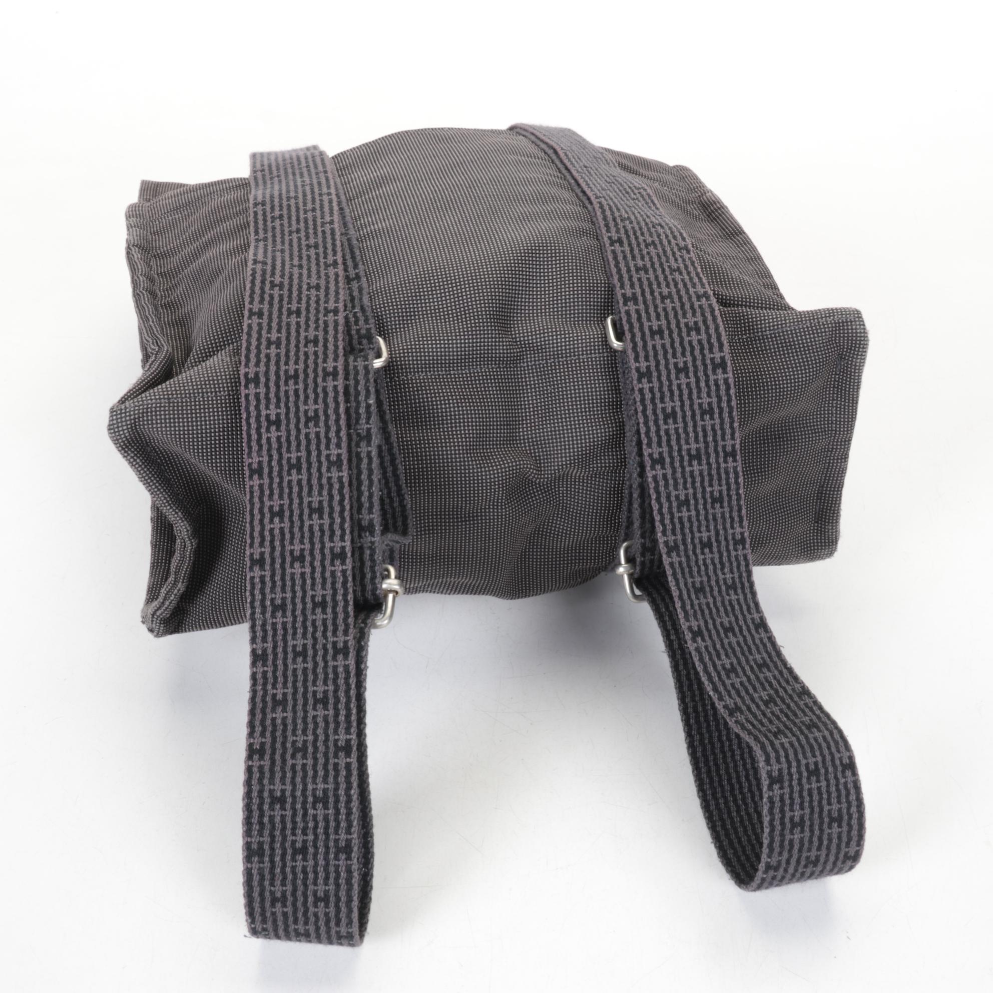 Hermès Toile Canvas Herline Tote Backpack in Grey/Black