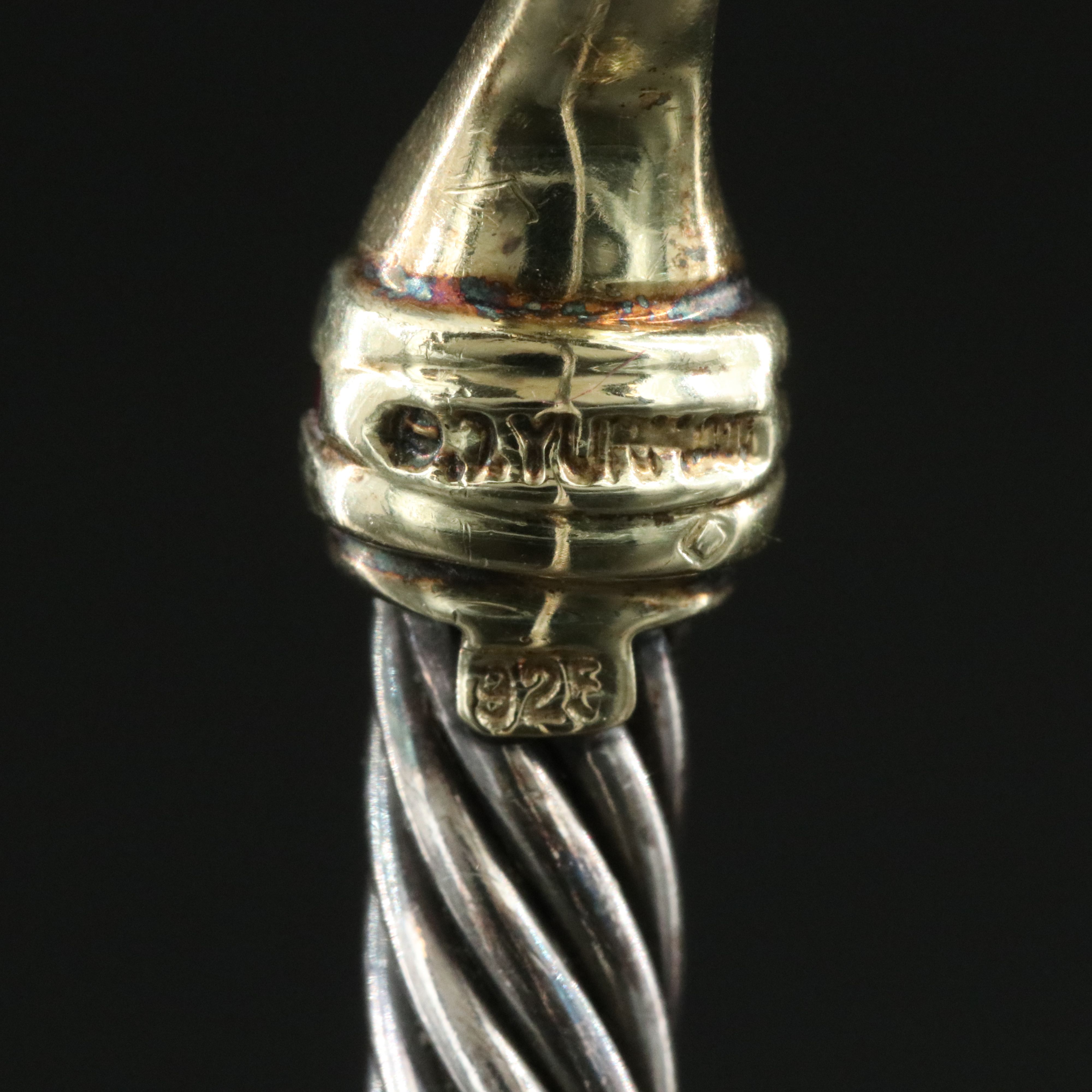 David Yurman Sterling 14K and Ruby Buckle Cable Bracelet