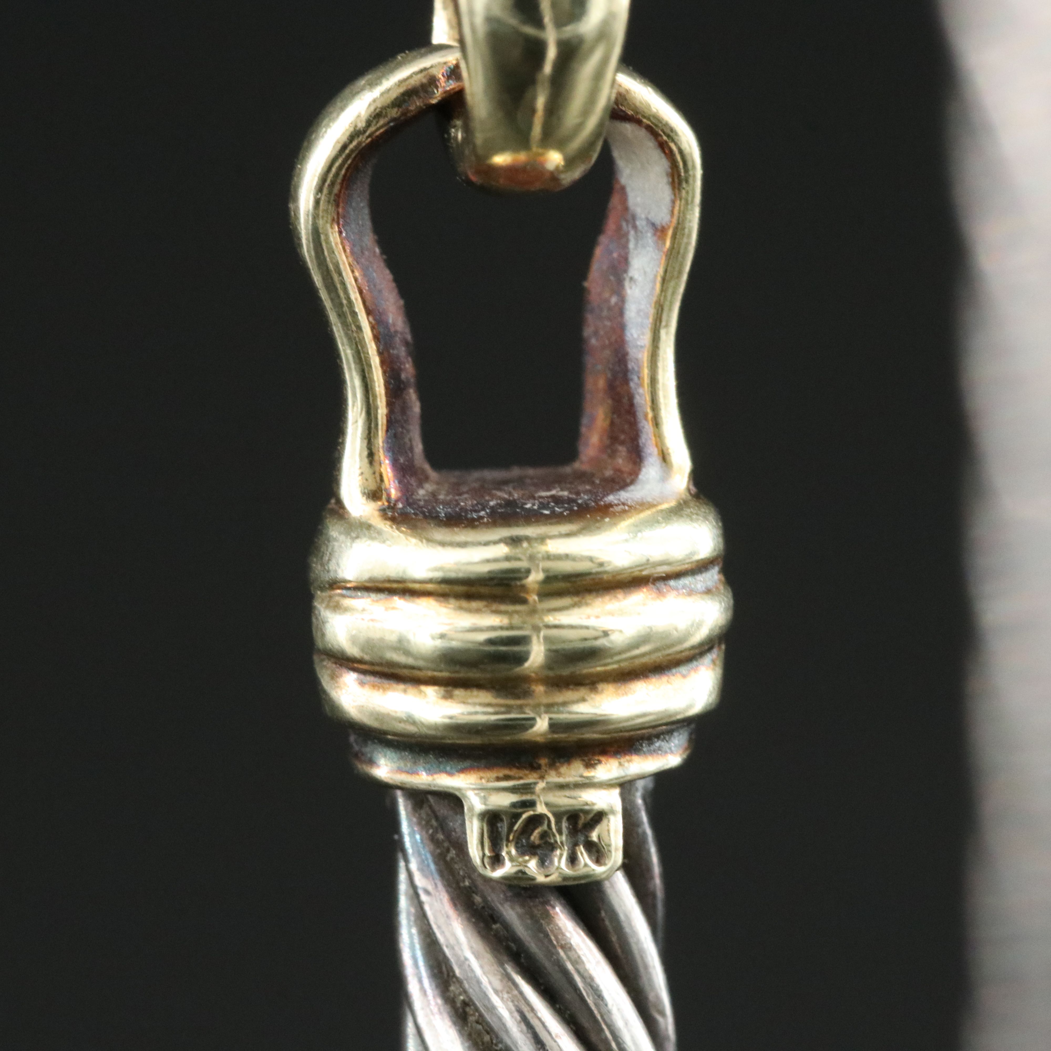 David Yurman Sterling 14K and Ruby Buckle Cable Bracelet